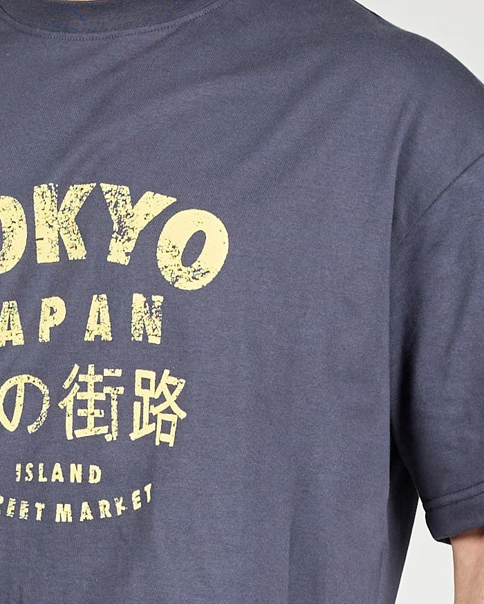 Men Printed Tokyo Half Sleeves T-shirt Over Size