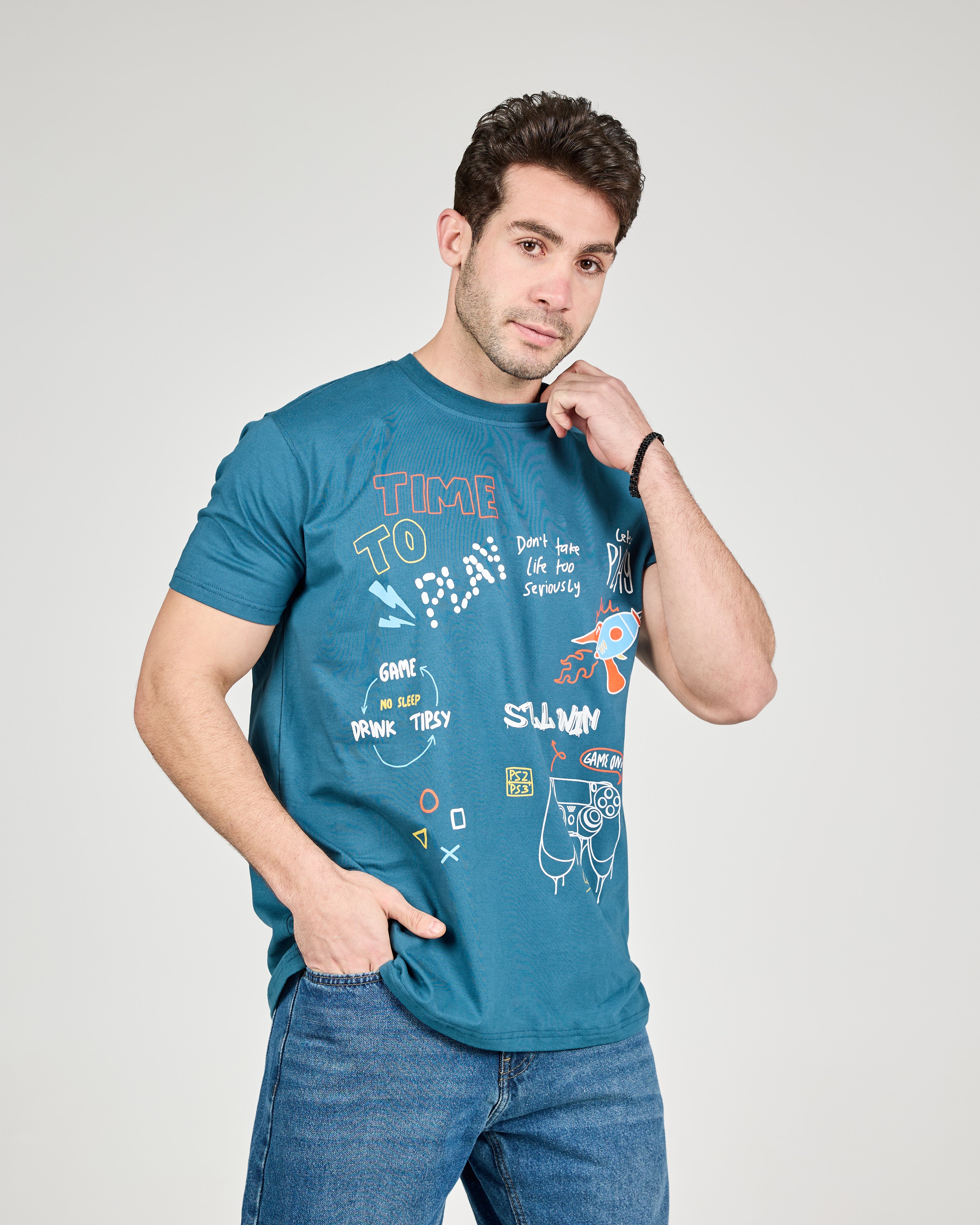 MEN PRINTED HALF SLEEVES T-SHIRT