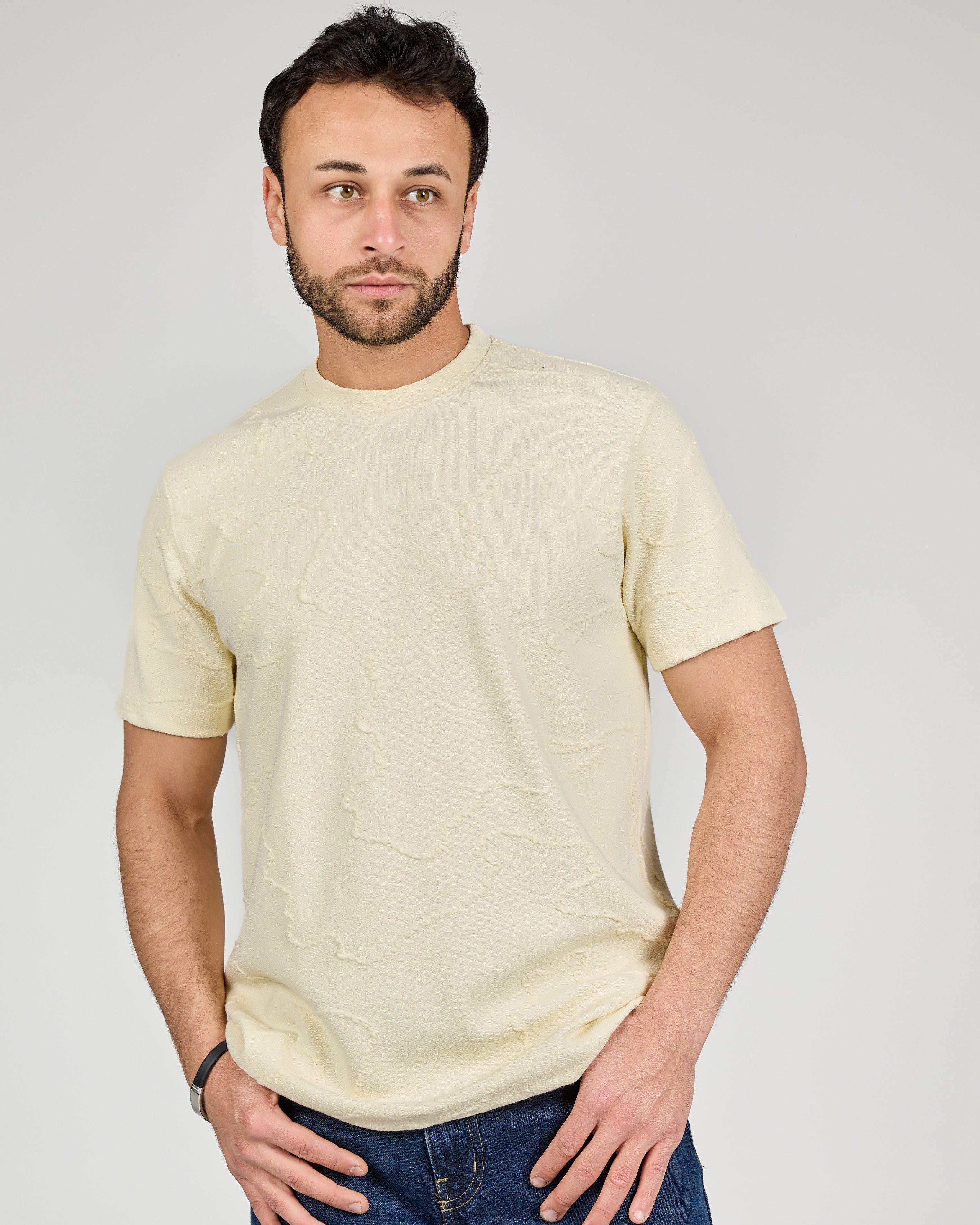Men Pattern Half Sleeves Plain T-shirt