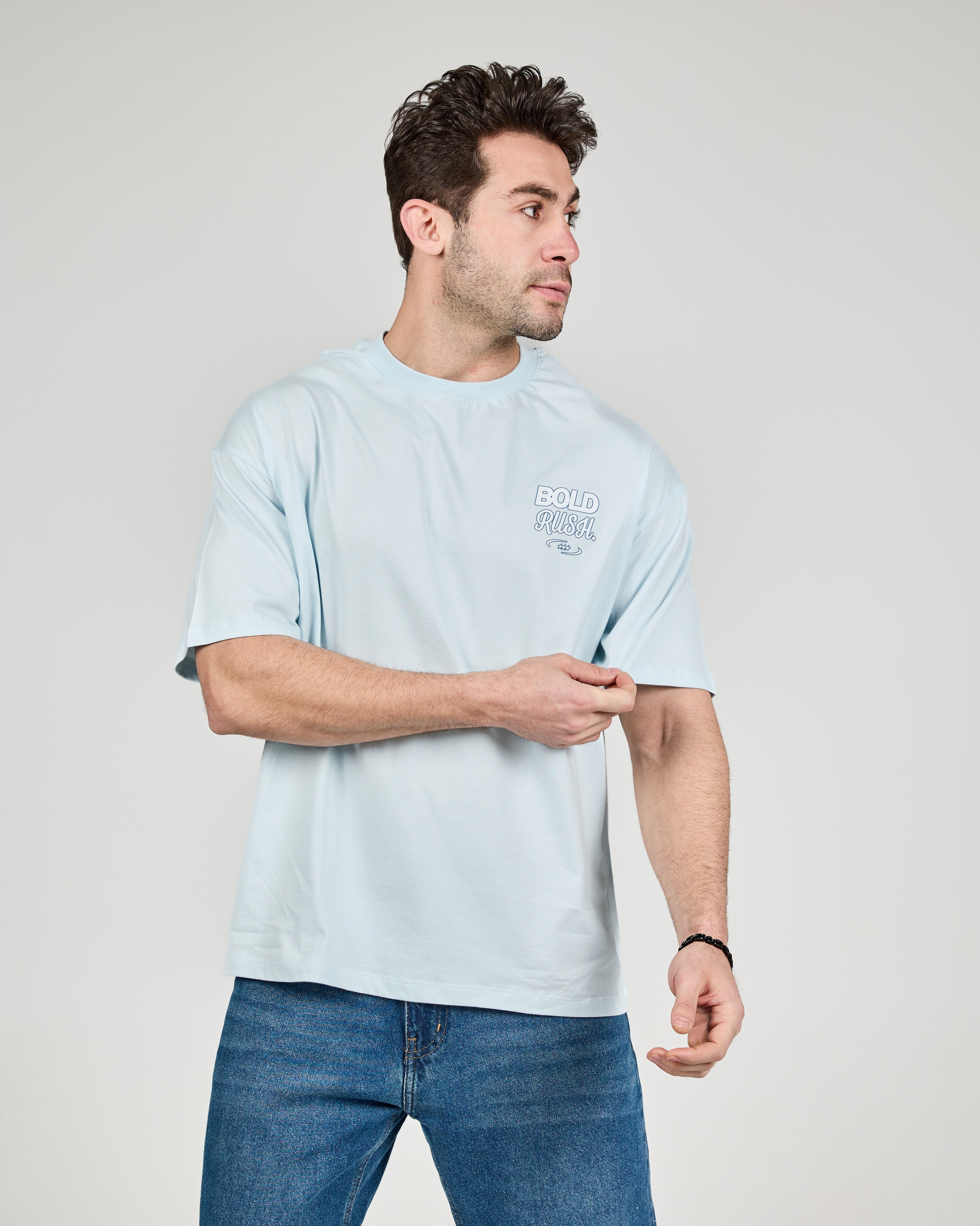 Men Printed Bold Rush H.Sleeves T-shirt Over Size