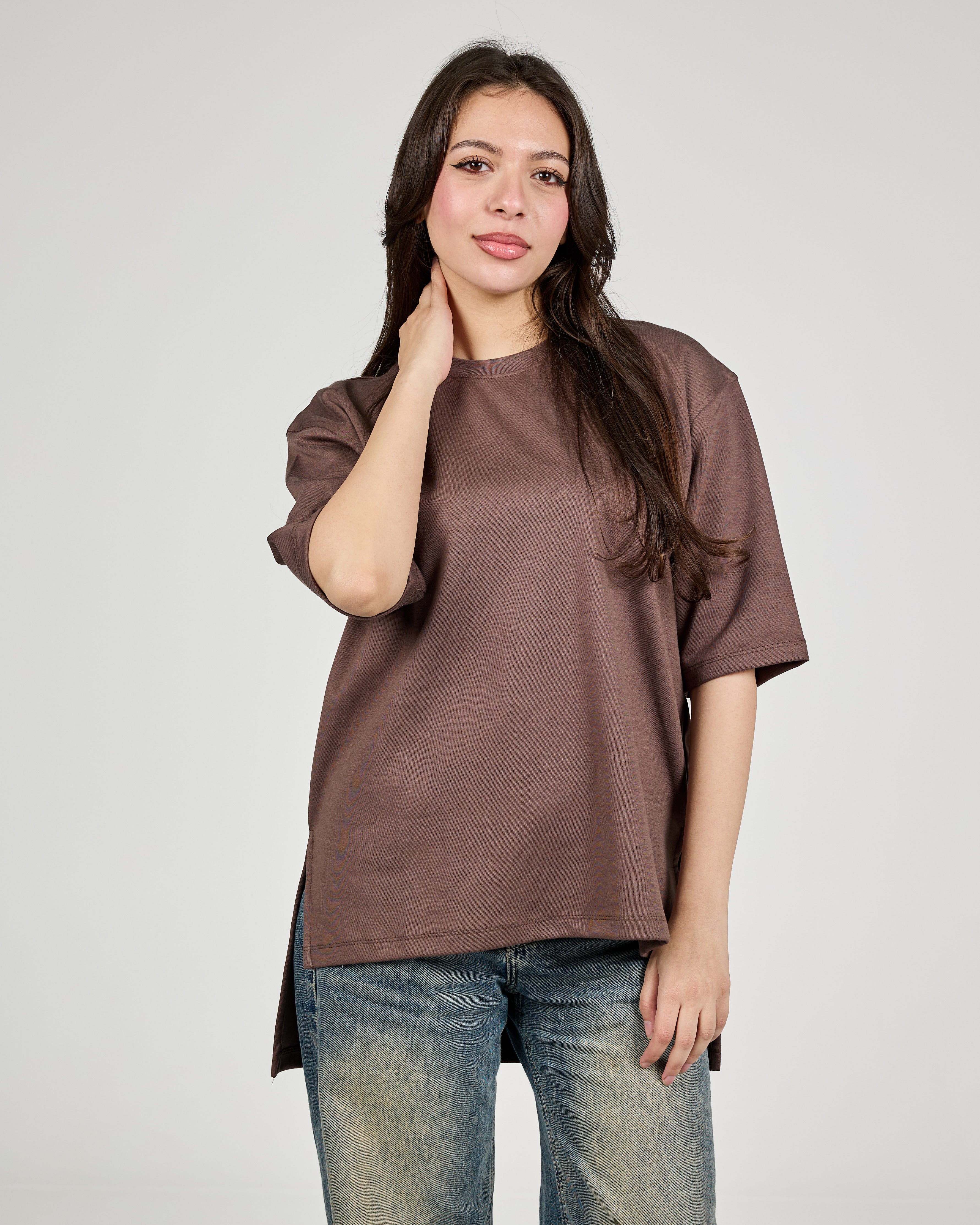 Women Plain Half Sleeves T-shirt