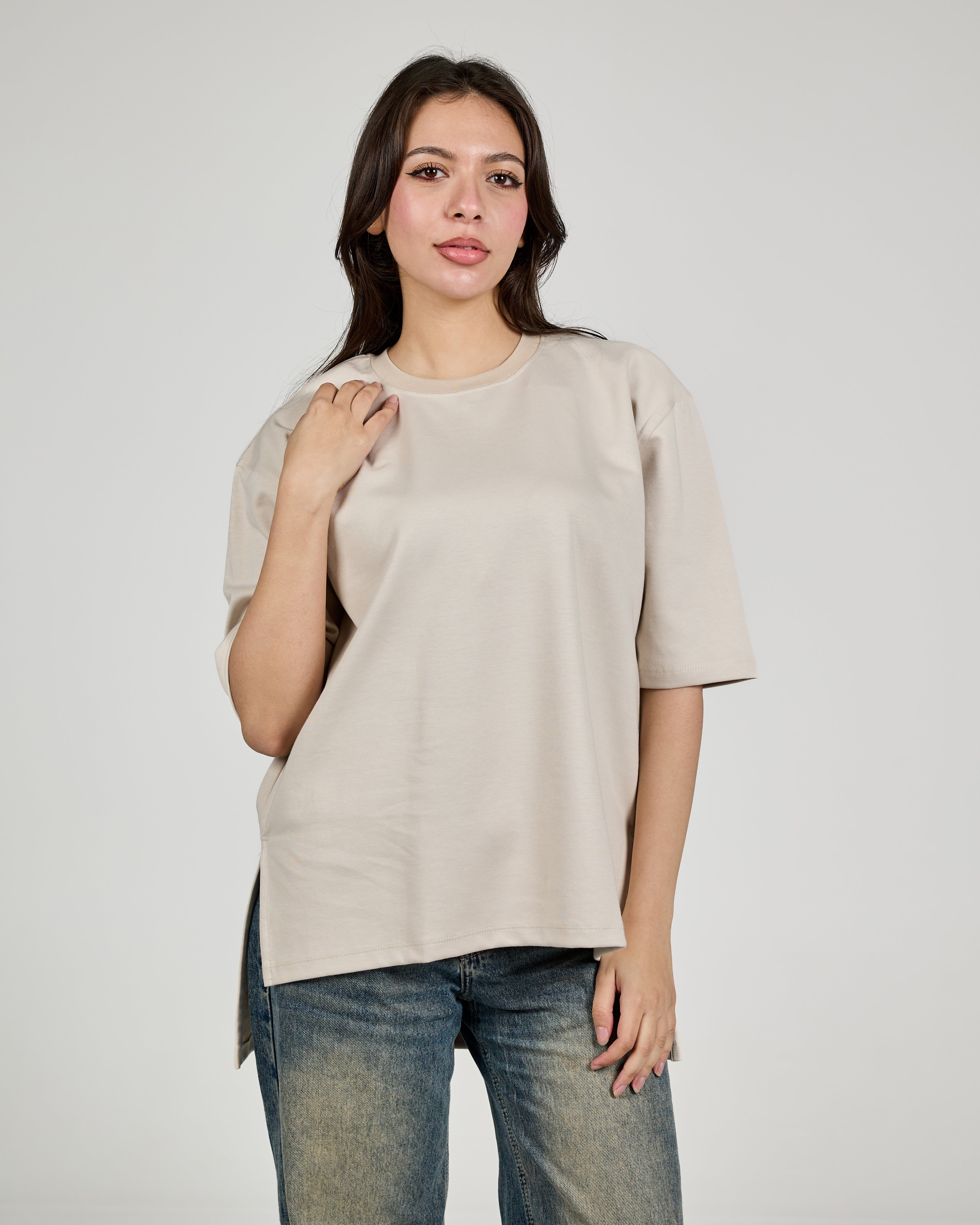 Women Plain Half Sleeves T-shirt