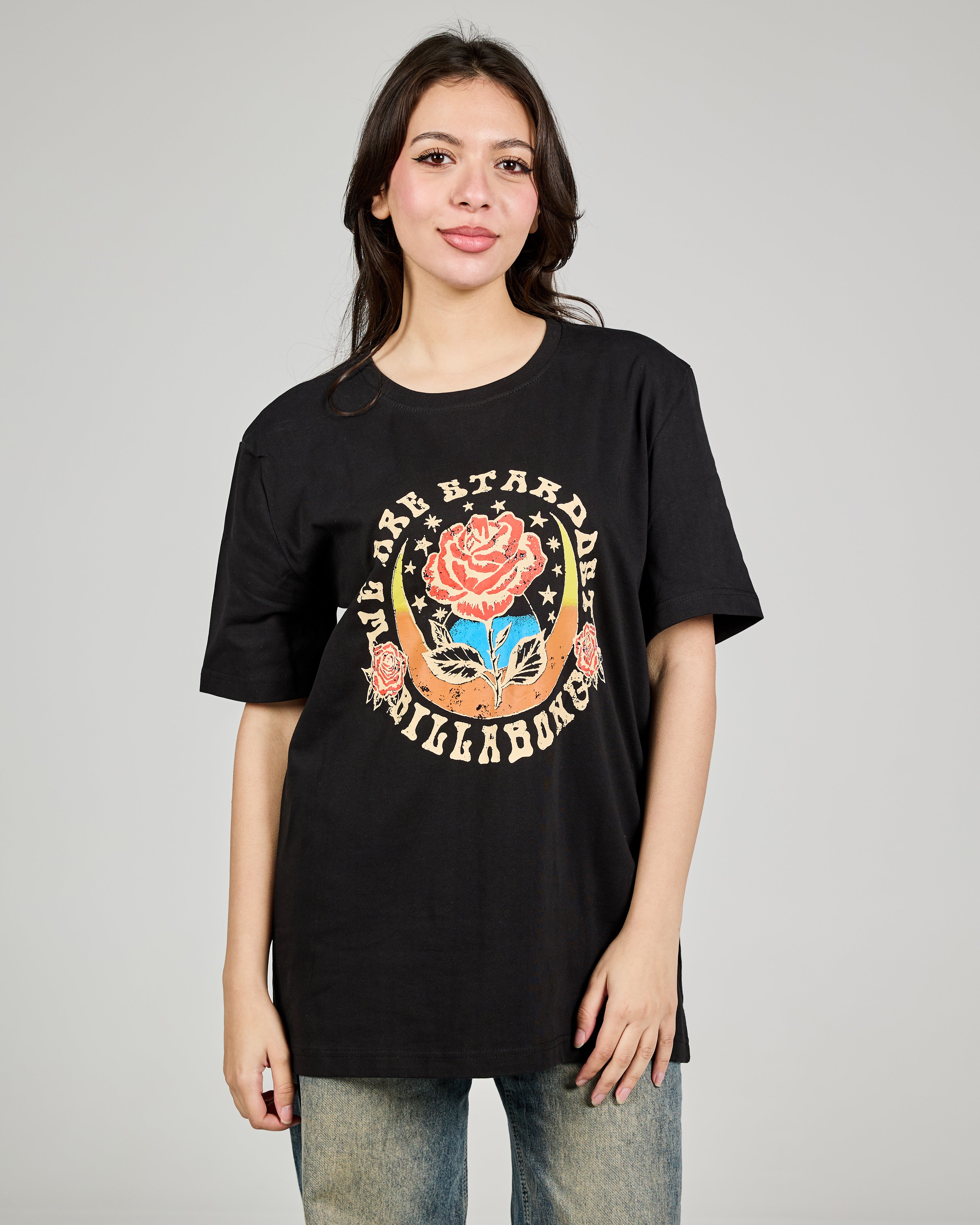 Women Printed Flower Half Sleeves Oversize