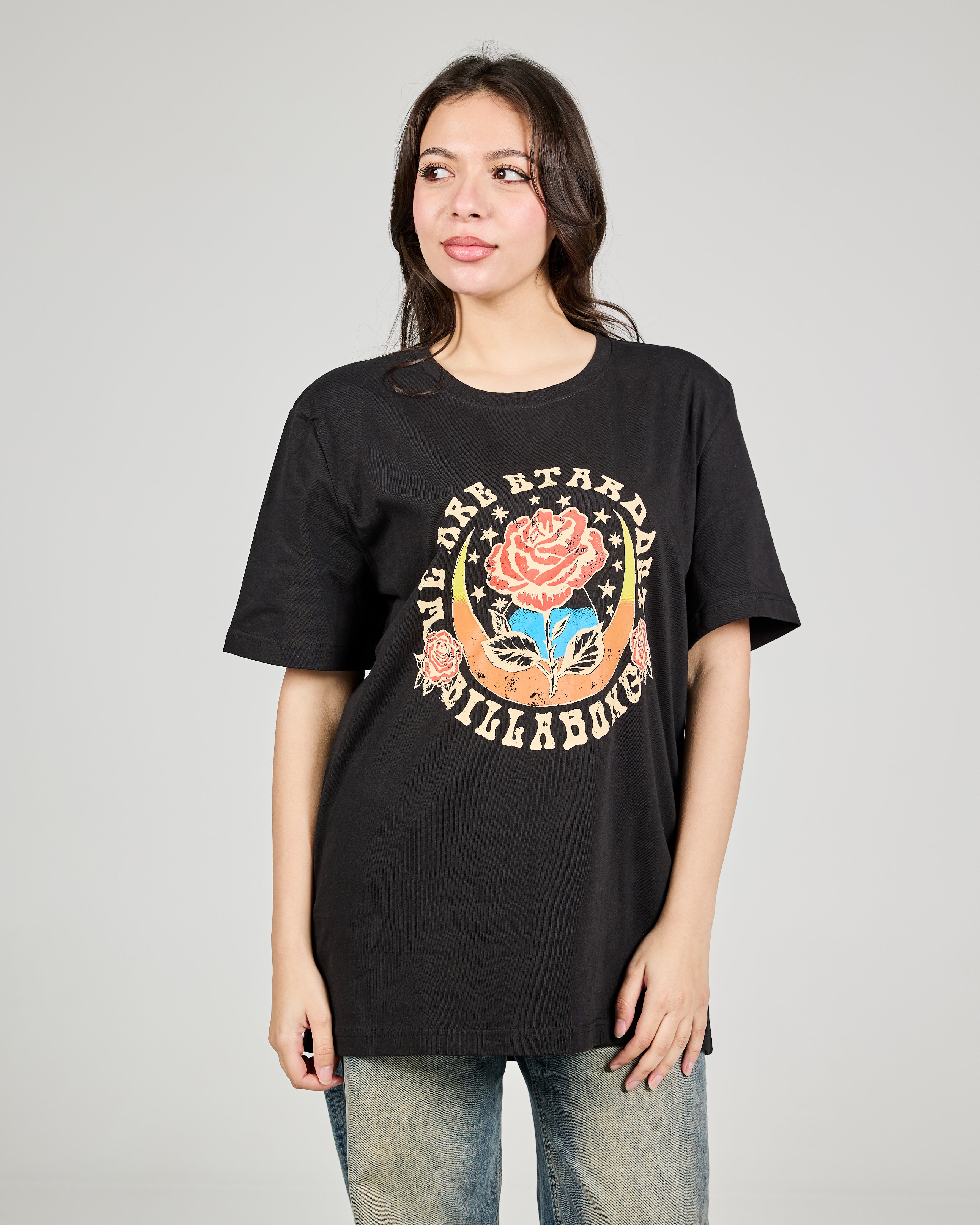 Women Printed Flower Half Sleeves Oversize