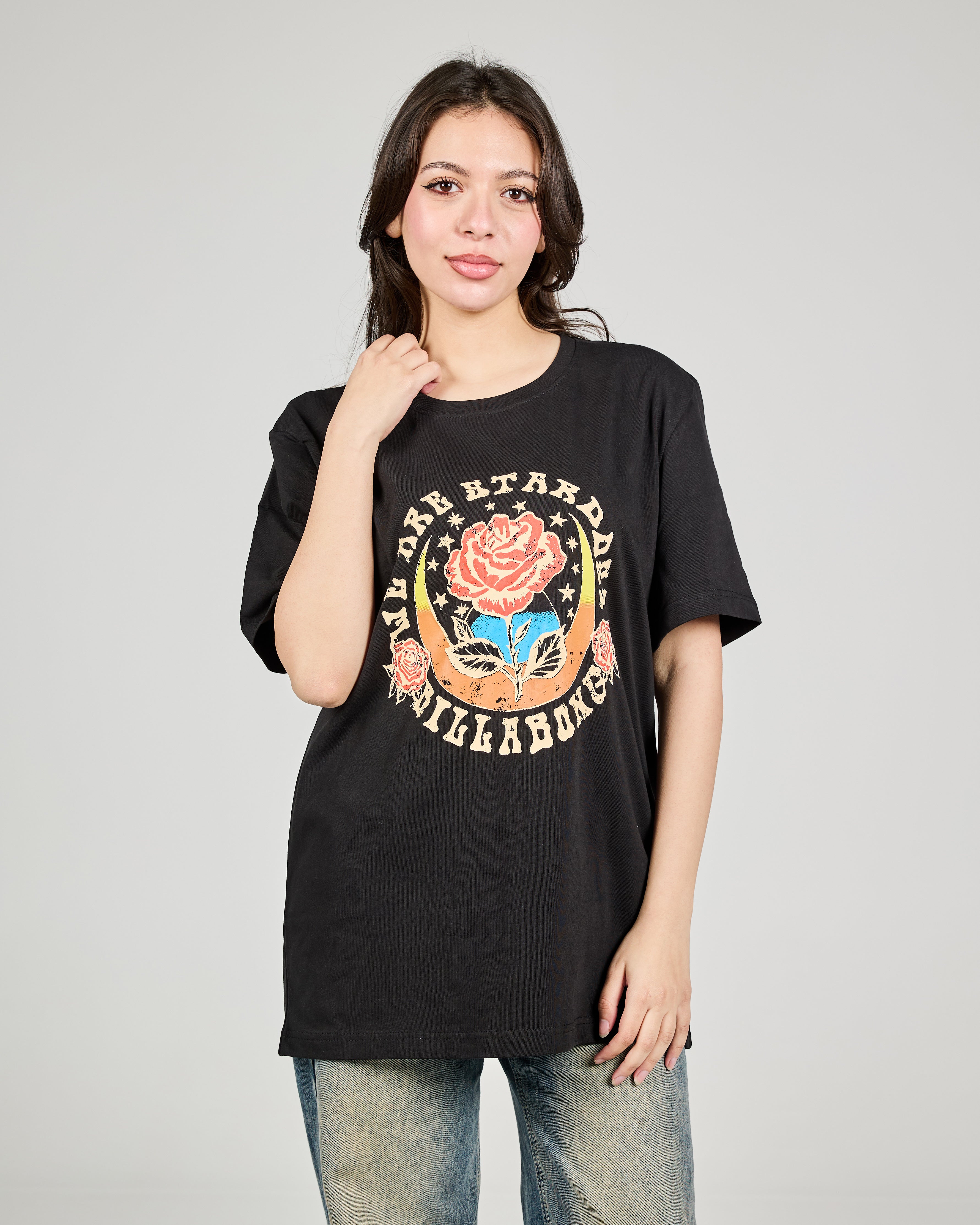 Women Printed Flower Half Sleeves Oversize