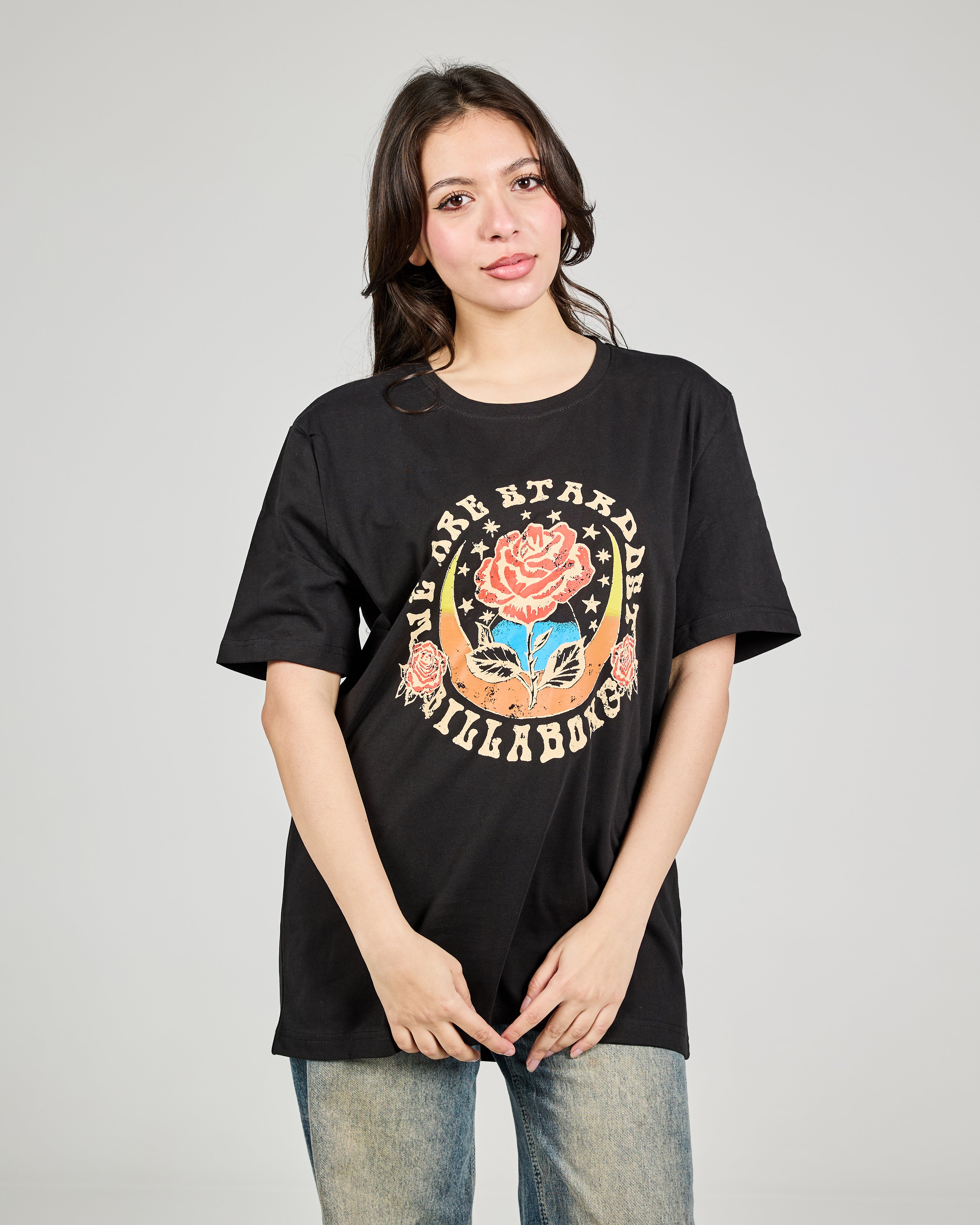 Women Printed Flower Half Sleeves Oversize