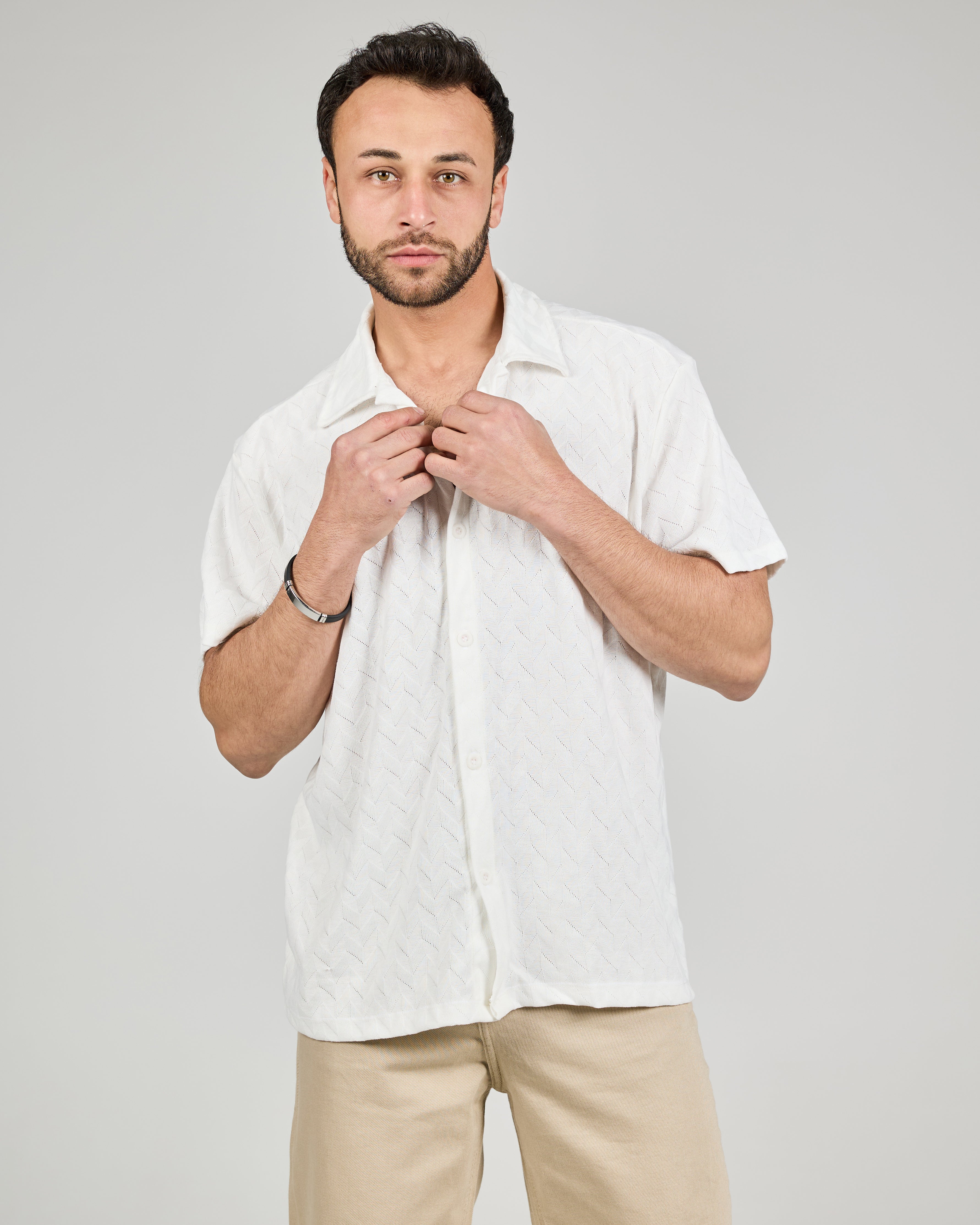MEN JAQURED HALF SLEEVES SHIRT