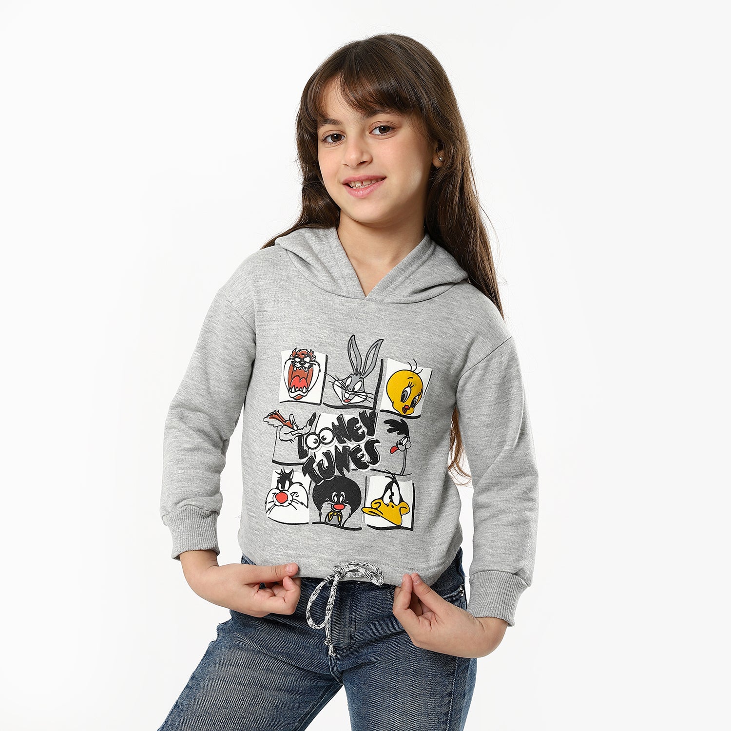 Girls Grey Printed Sweatshirt