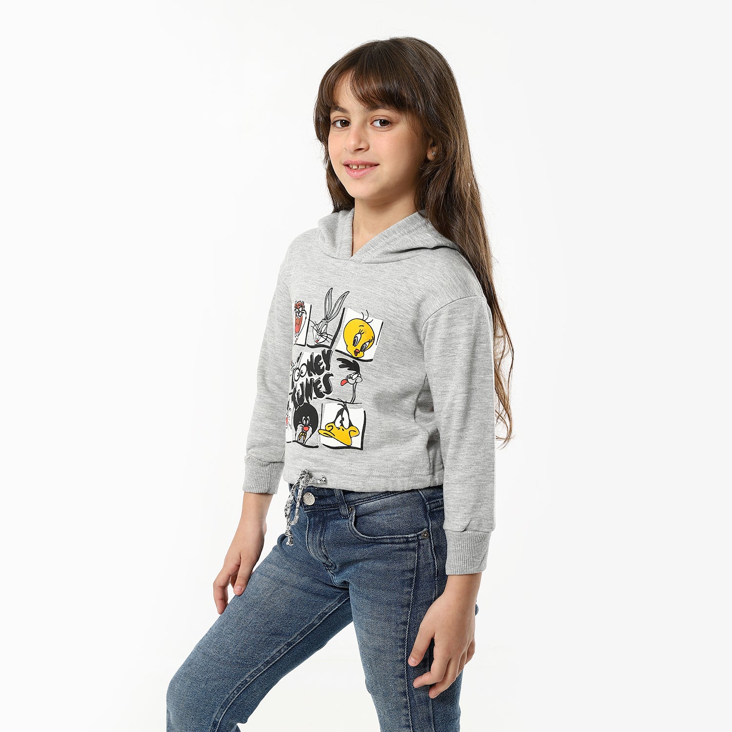 Girls Grey Printed Sweatshirt