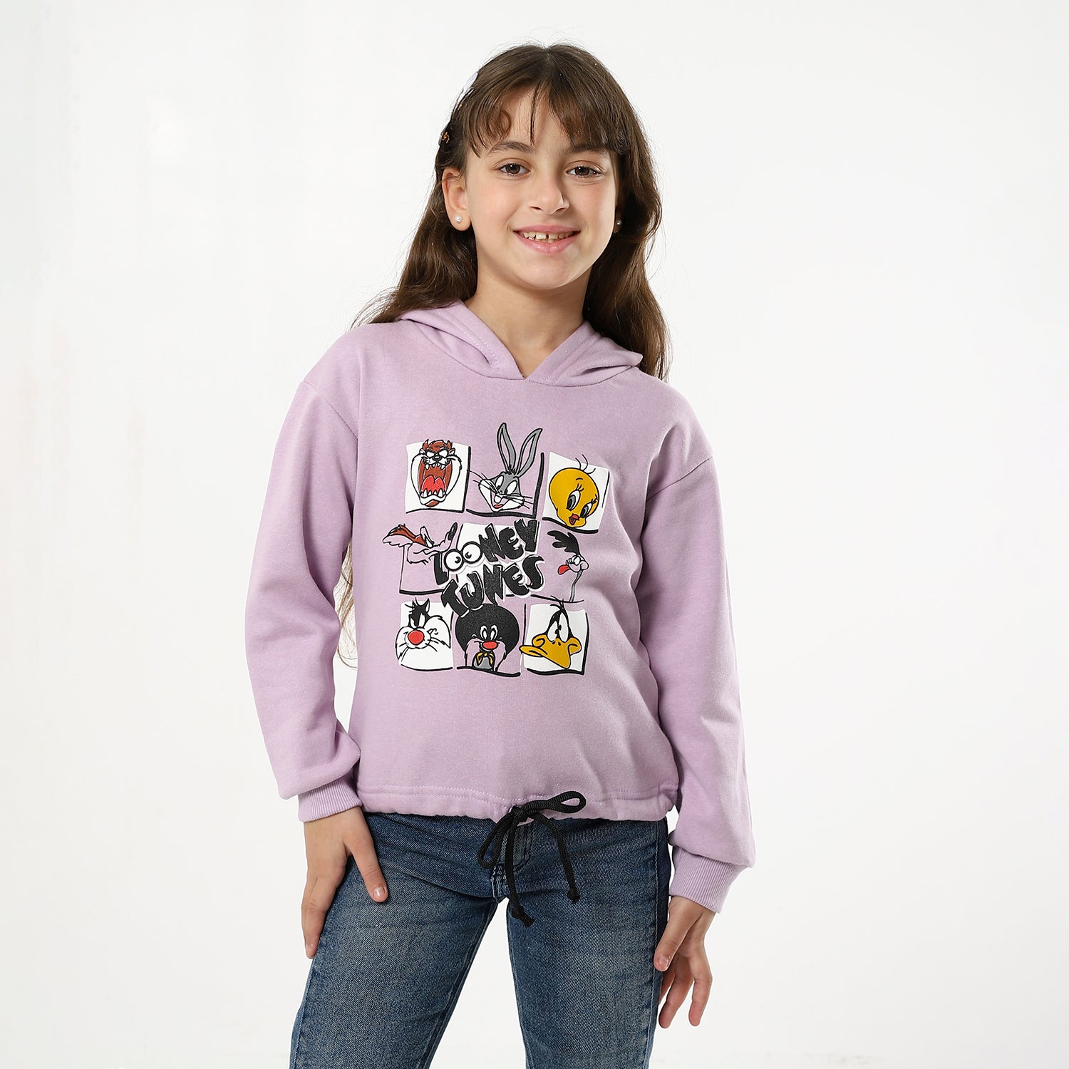 Girls Purple Printed Sweatshirt