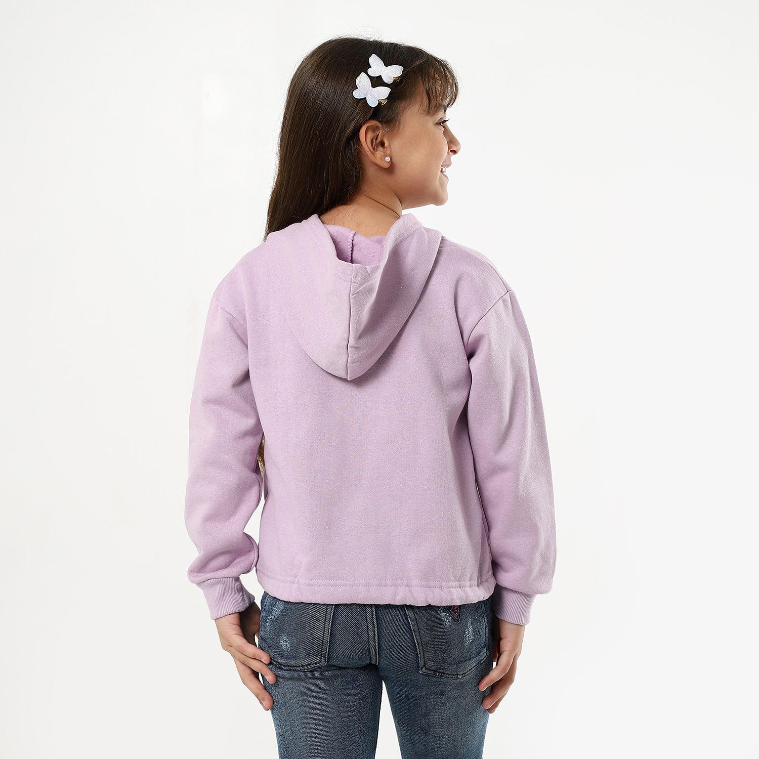 Girls Purple Printed Sweatshirt