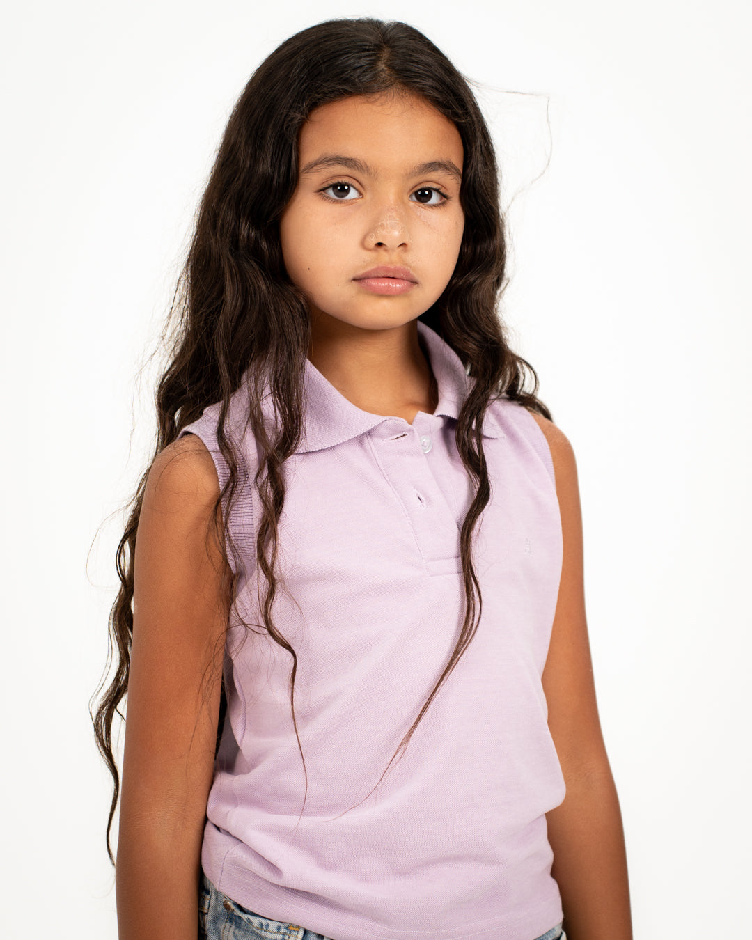 Embroidered Girls Sleeveless Polo T-shirt