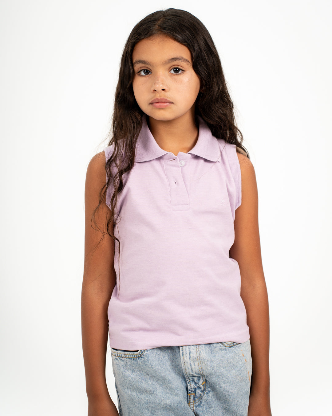 Embroidered Girls Sleeveless Polo T-shirt