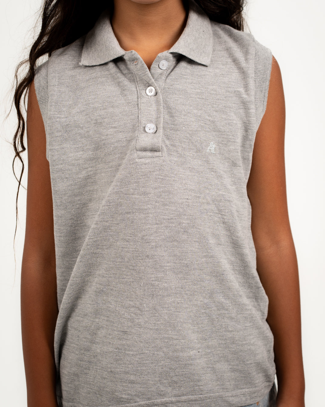 Embroidered Girls Sleeveless Polo T-shirt
