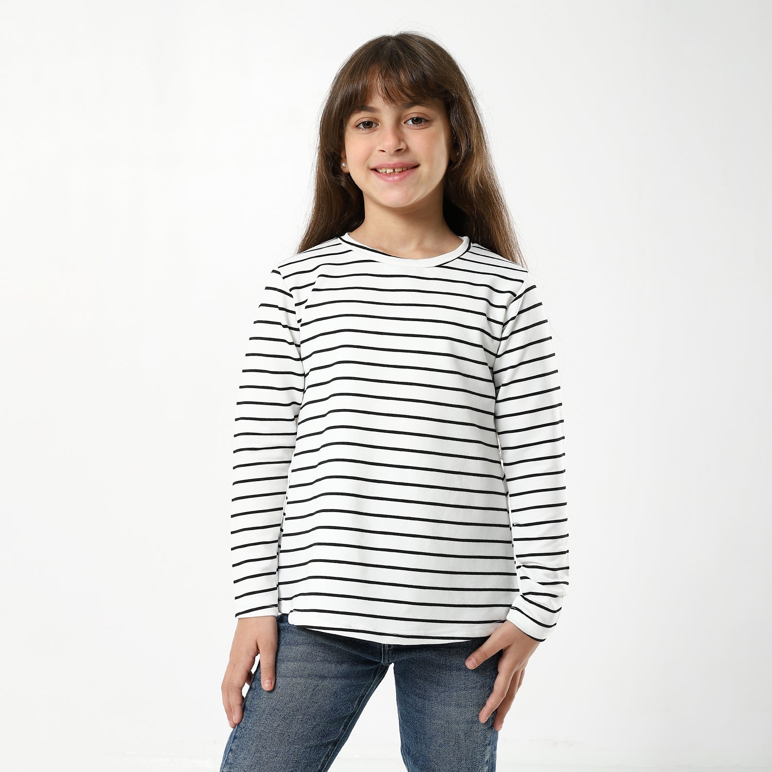 White Long Sleeve Round T-Shirt