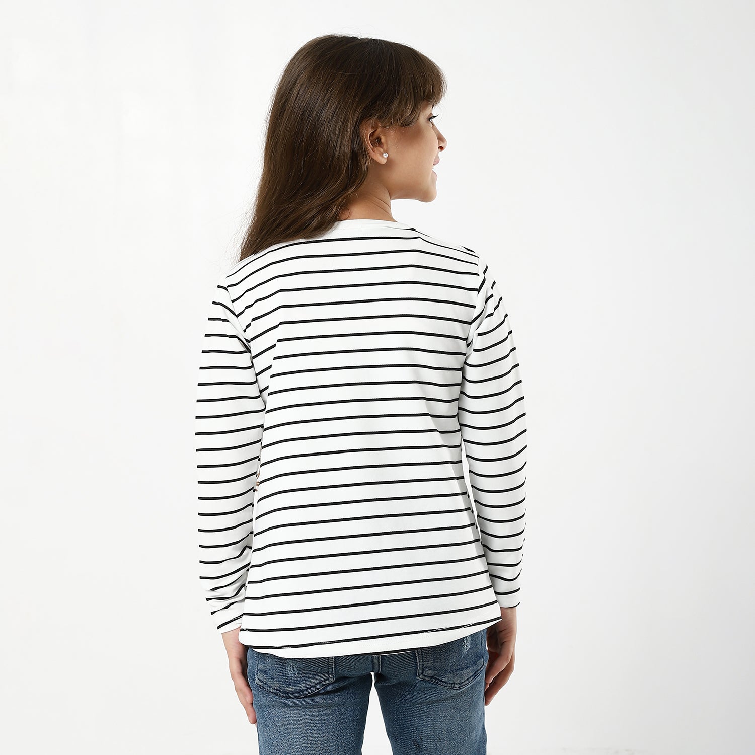 White Long Sleeve Round T-Shirt