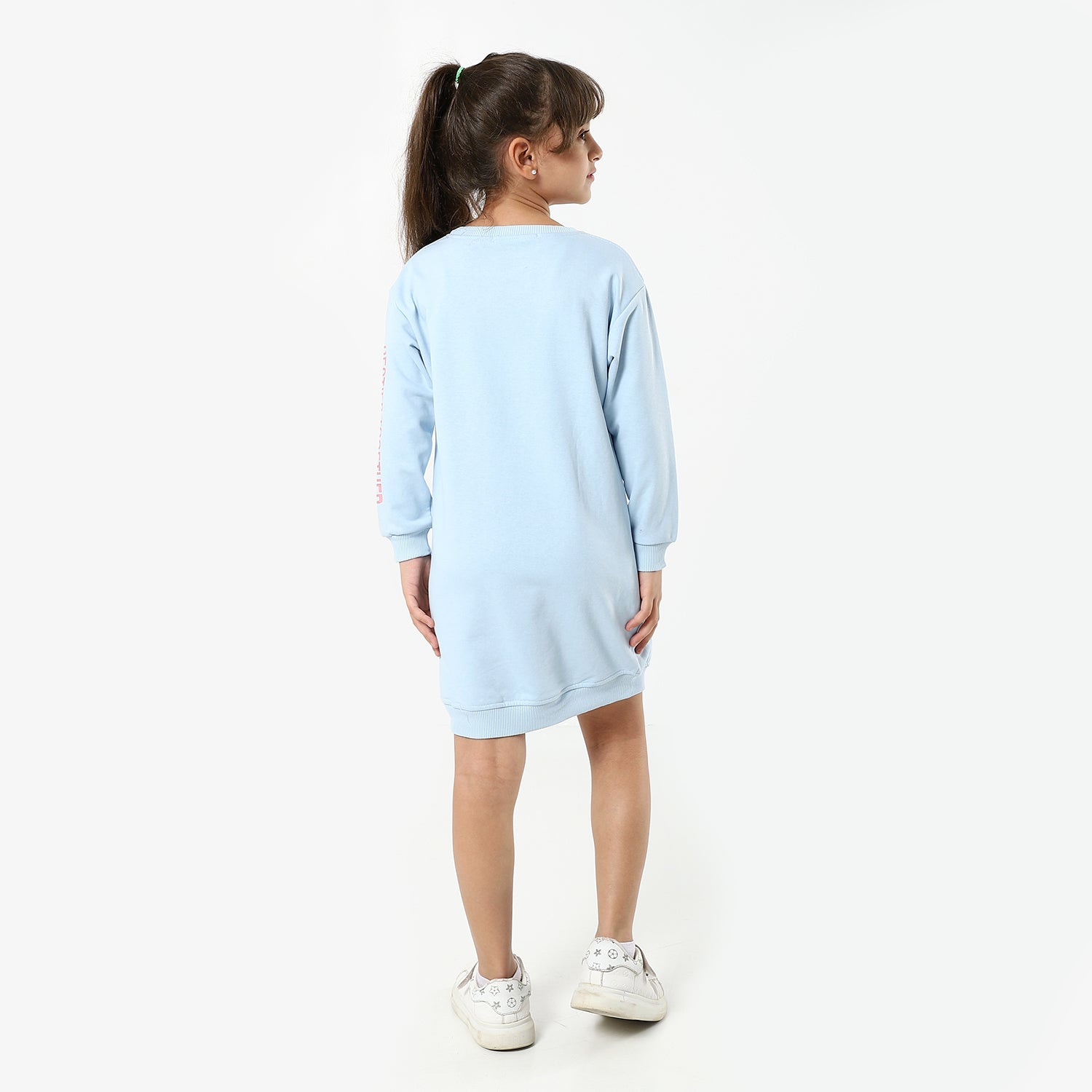 Printed Baby Blue Long Sleeve Drees