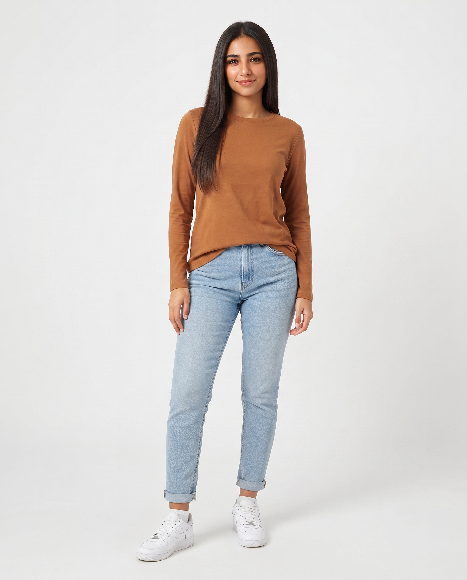 GIRLS PLAIN LONG SLEEVES T-SHIRT ROUND NECK