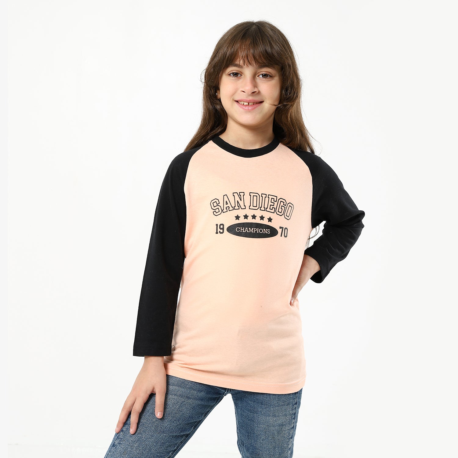 Long Sleeve Orange Printed T-Shirt