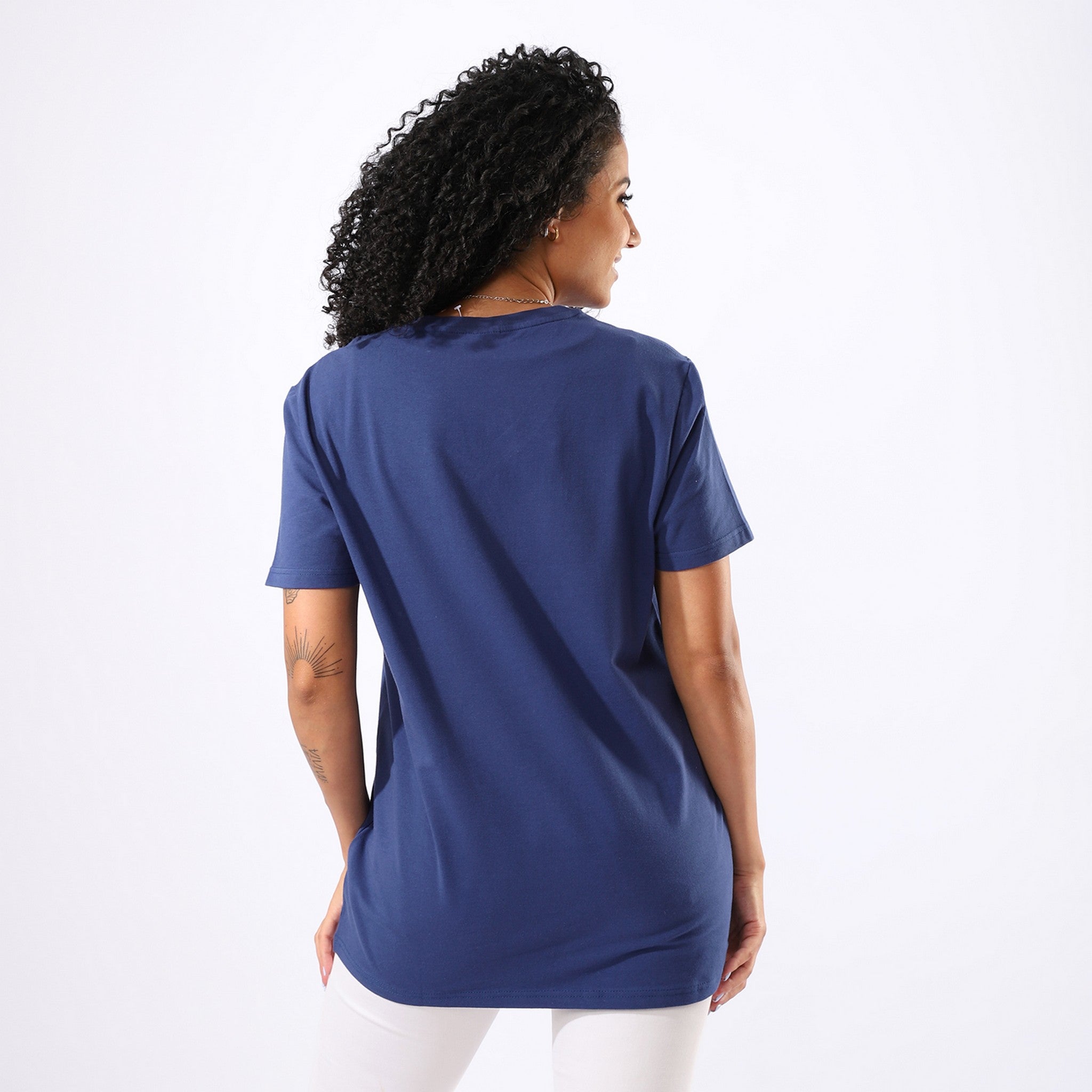 V Neck Plain Navy T-Shirt