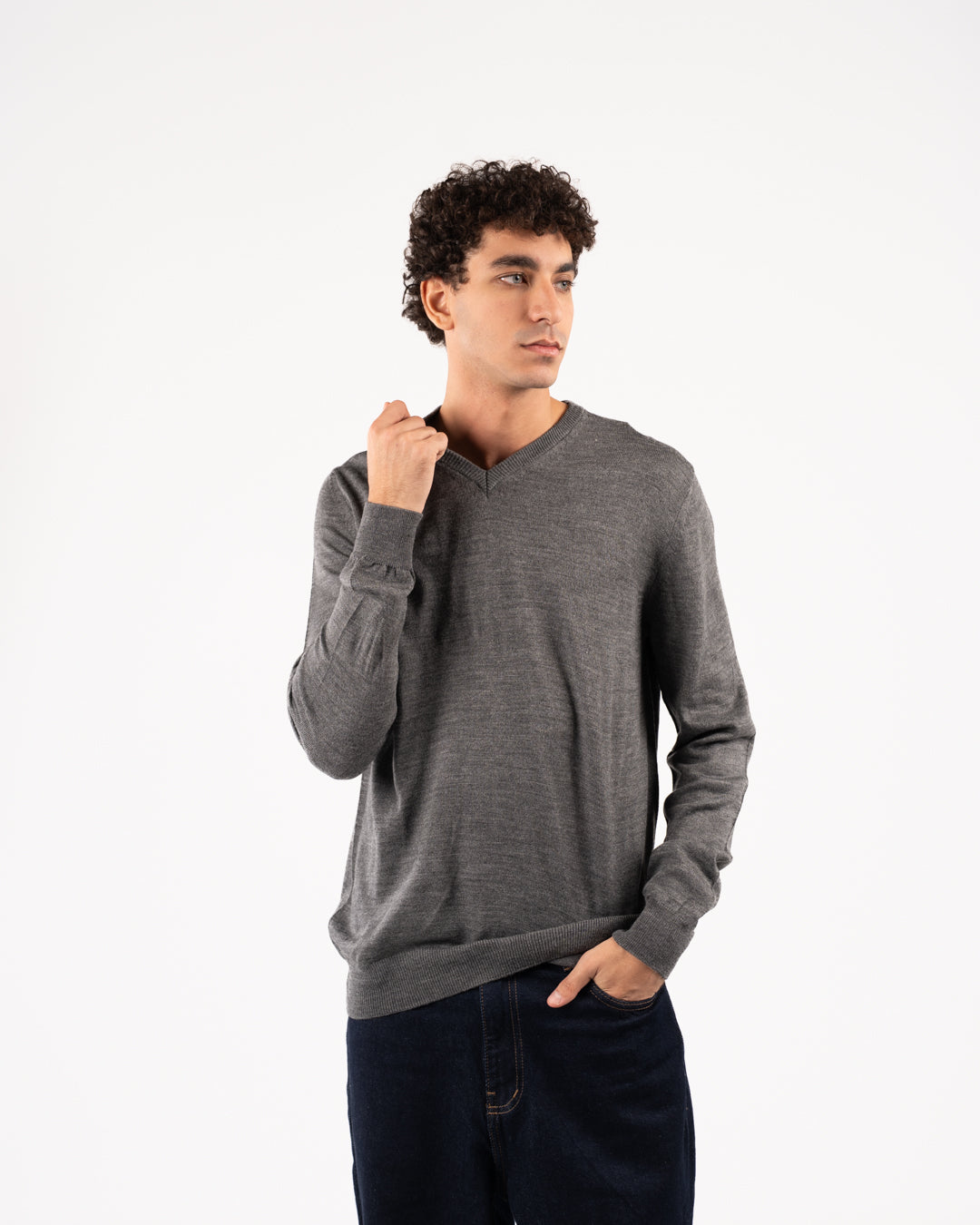 سترة رجالية سادة برقبة على شكل حرف V