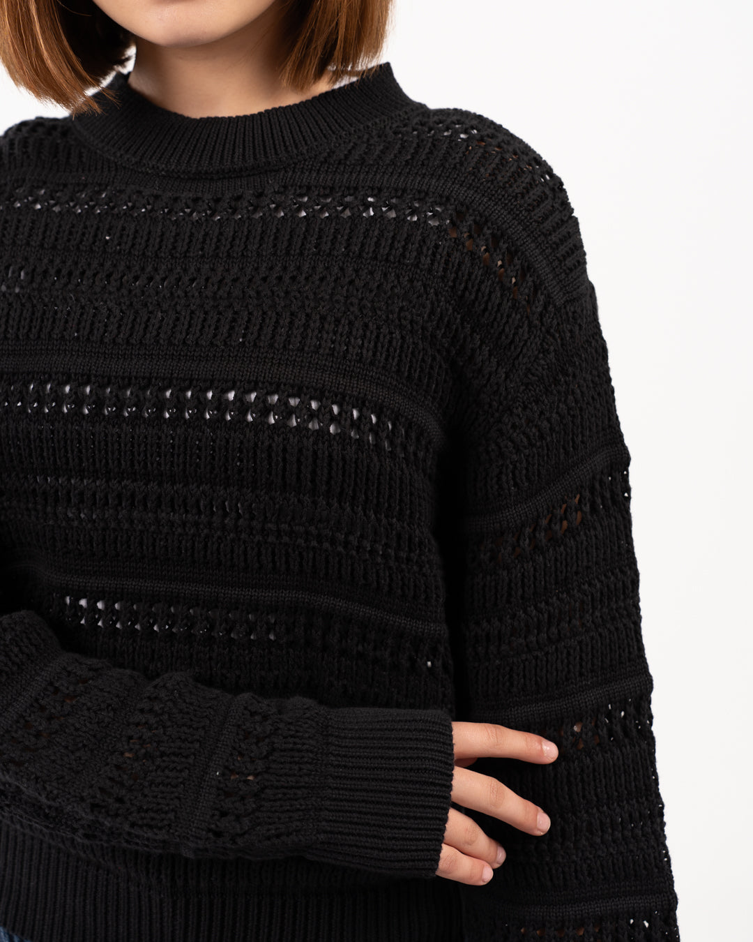 سترة أغوري سادة برقبة دائرية للبنات