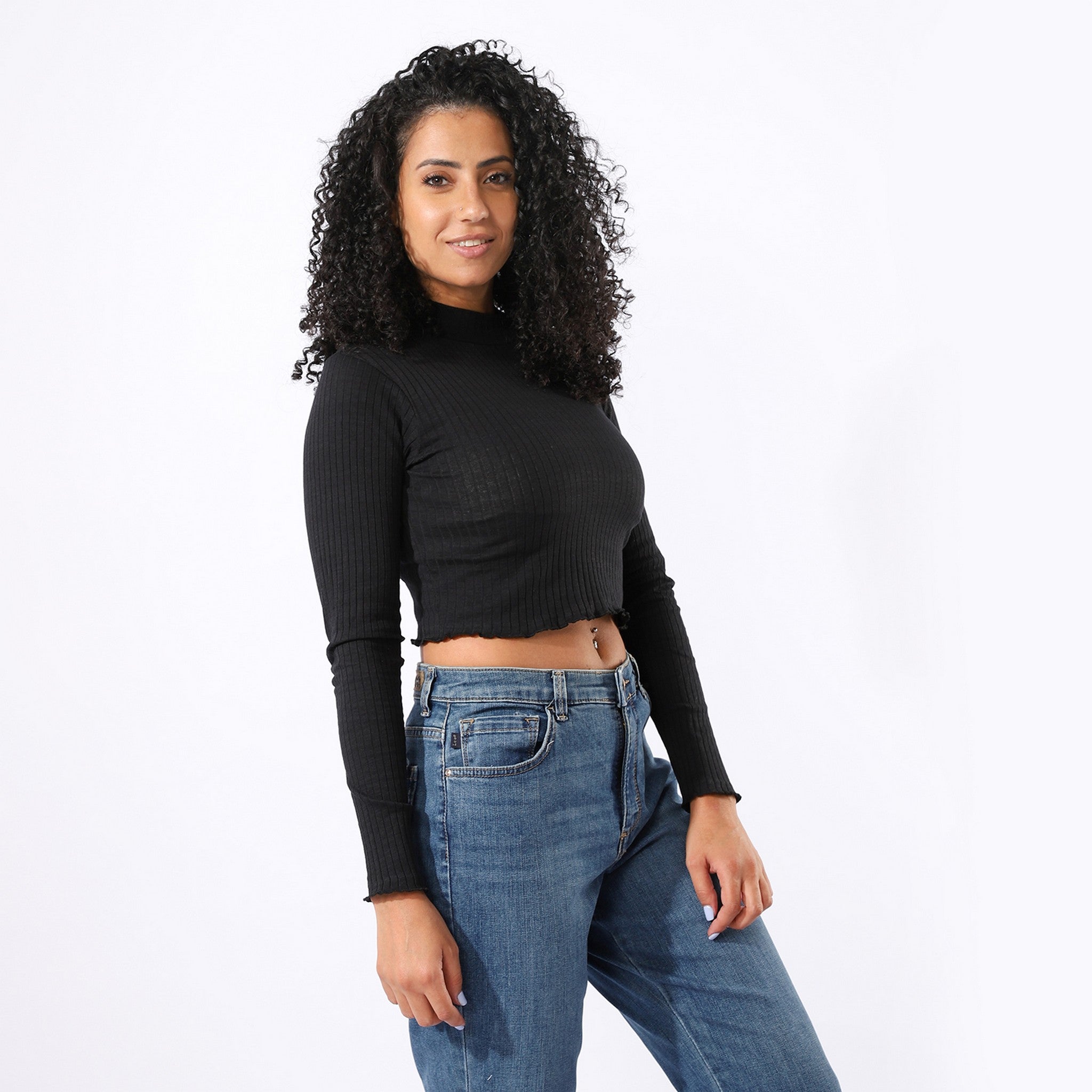 Plain Black Crop T-Shirt