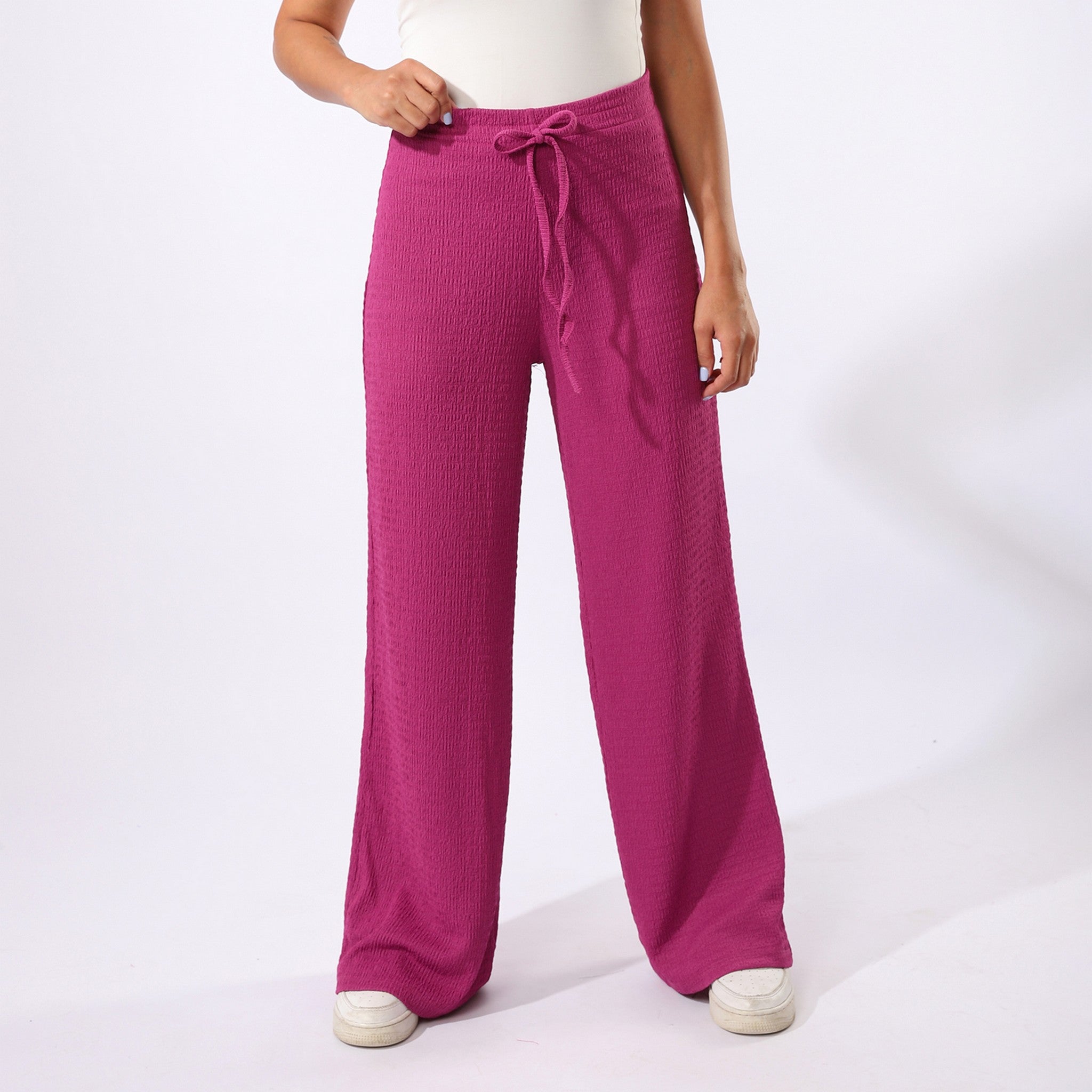 Plain Pink Casual Pants