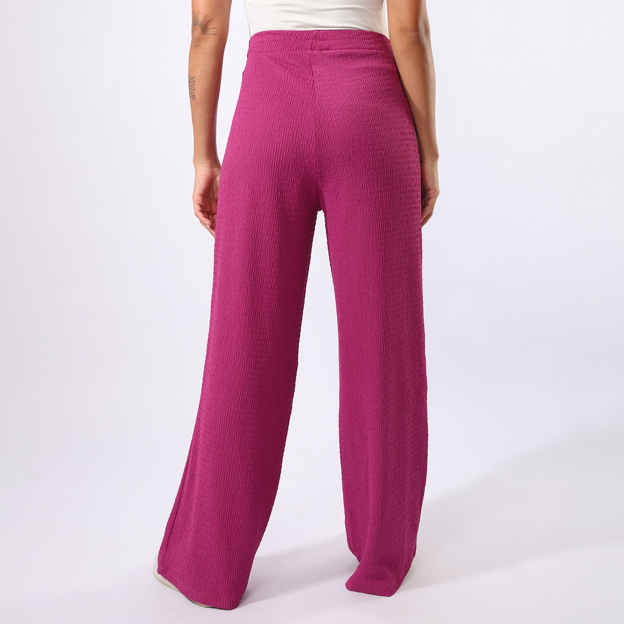 Plain Pink Casual Pants