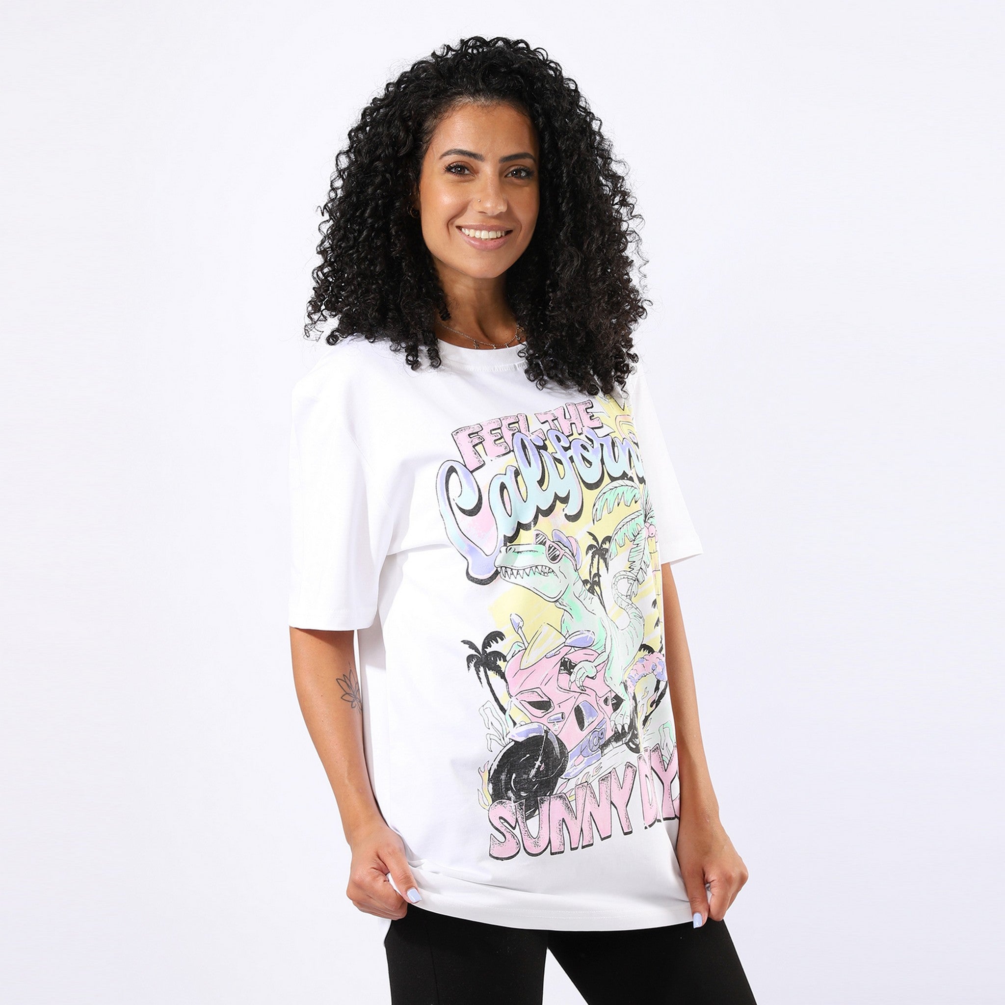 Printed Oversize White T-Shirt