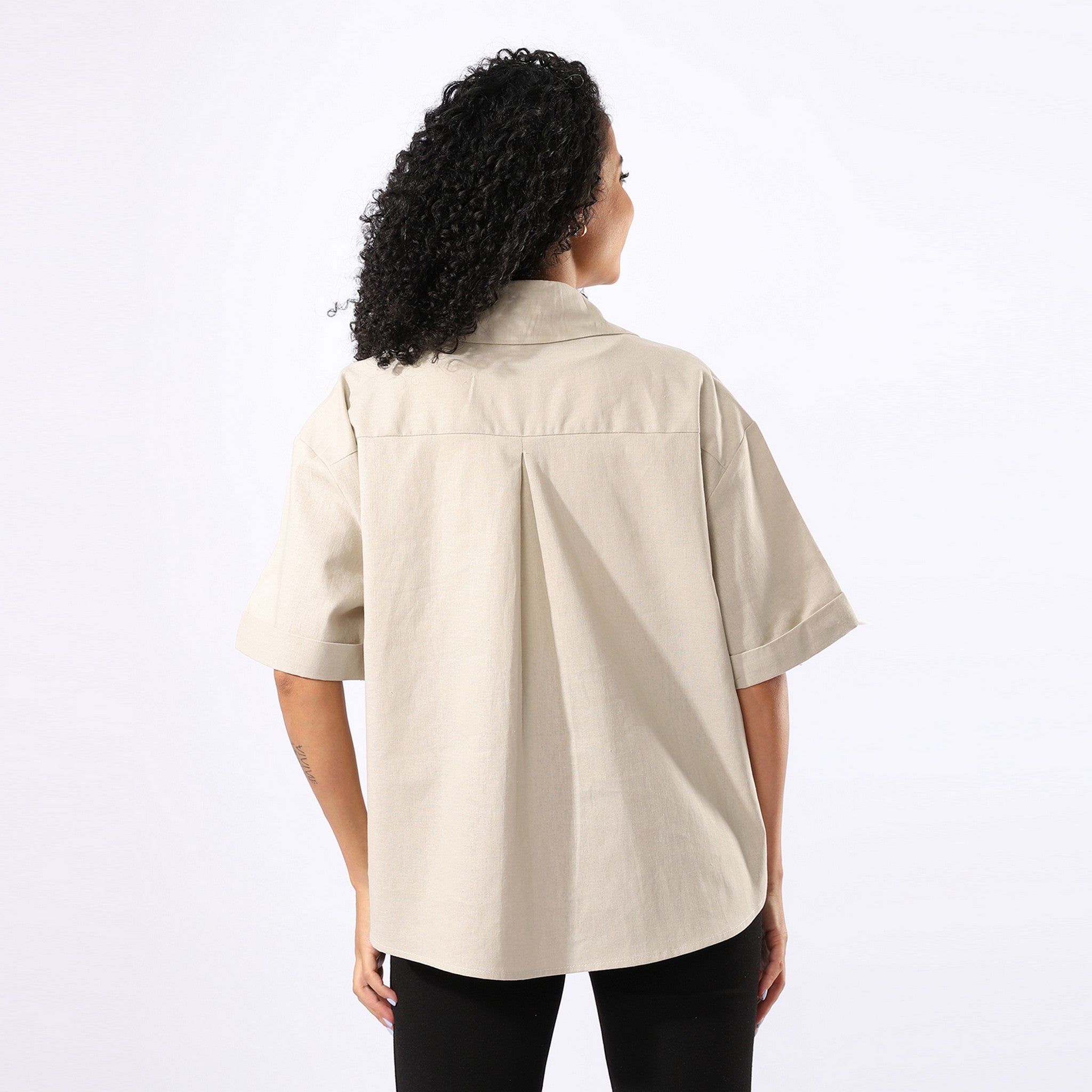 Plain Casual Beige Blouse