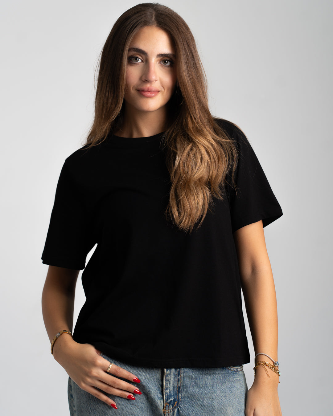 Plain Half-Slevees Women T-Shirt