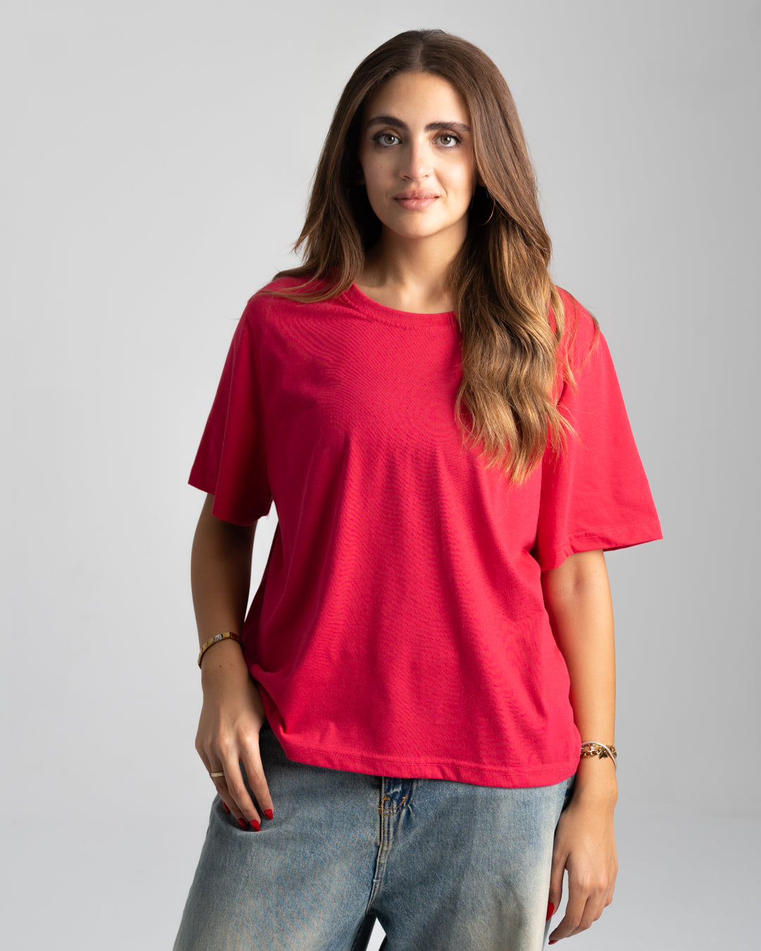 Plain Half-Slevees Women T-Shirt