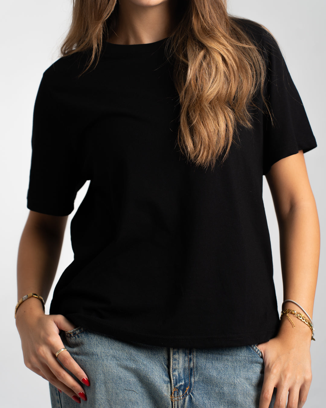Plain Half-Slevees Women T-Shirt