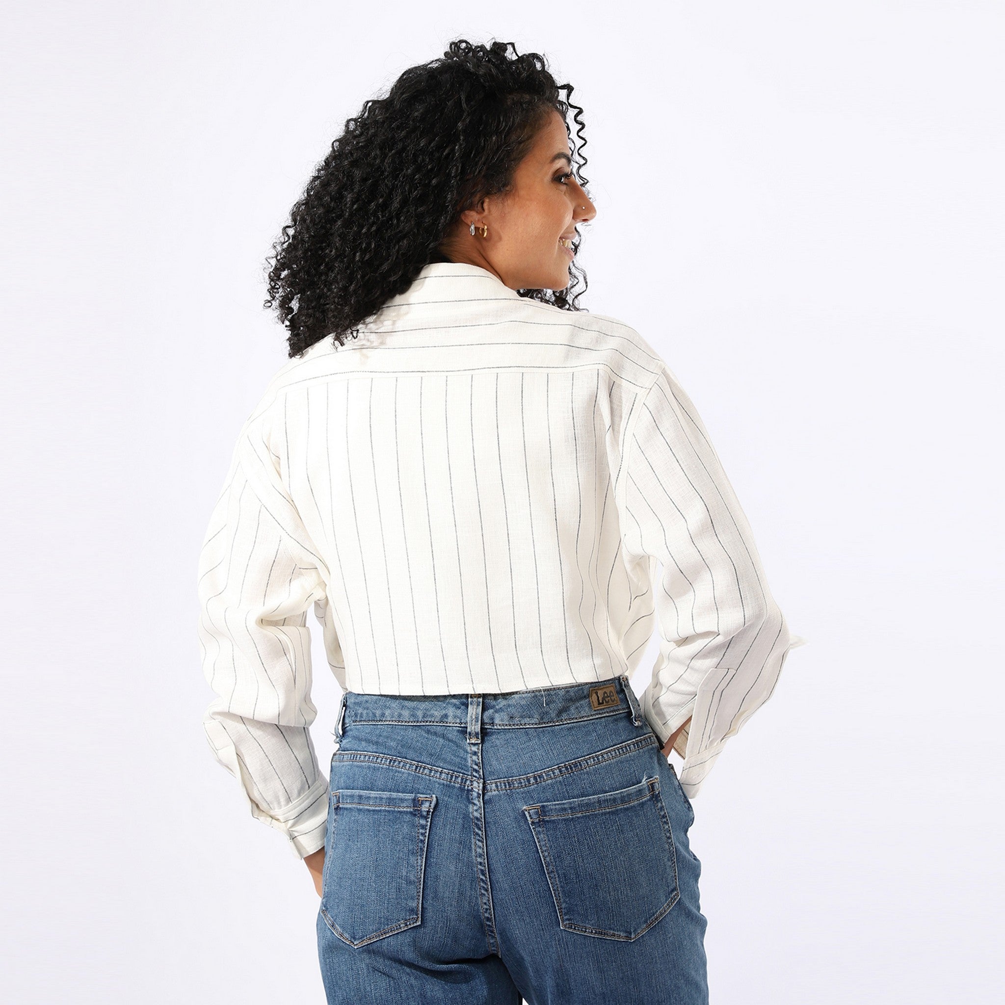 Stripped Casual White Blouse