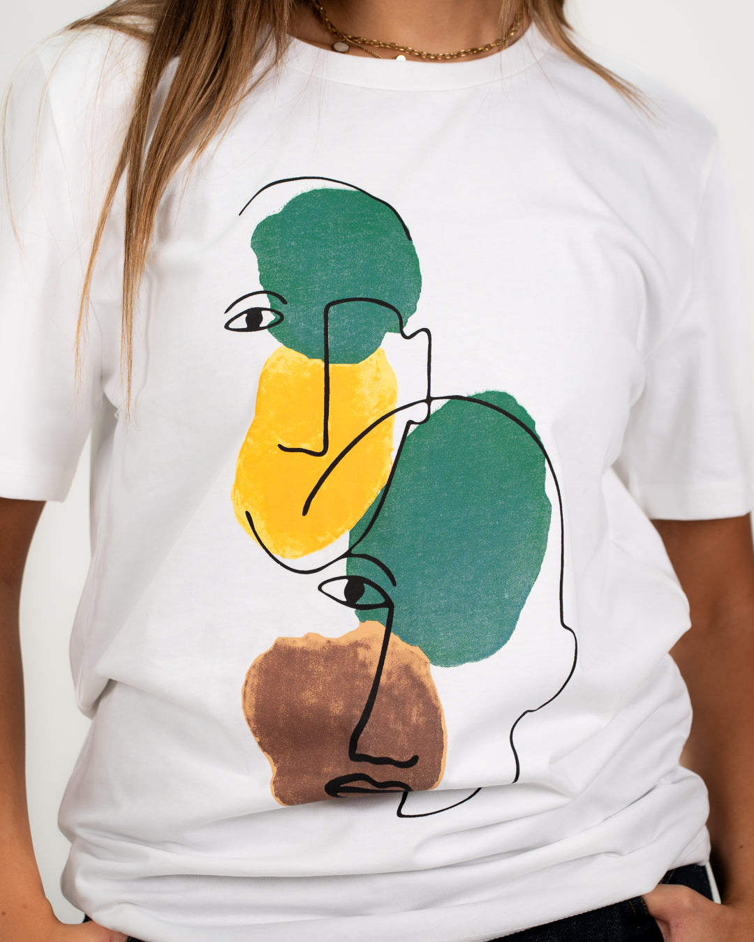 Oversized Women T-Shirt Faces Printed