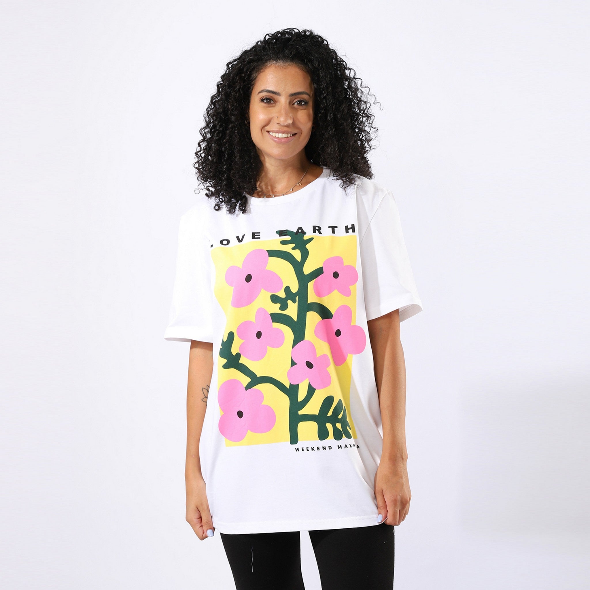 Printed Oversize White T-Shirt