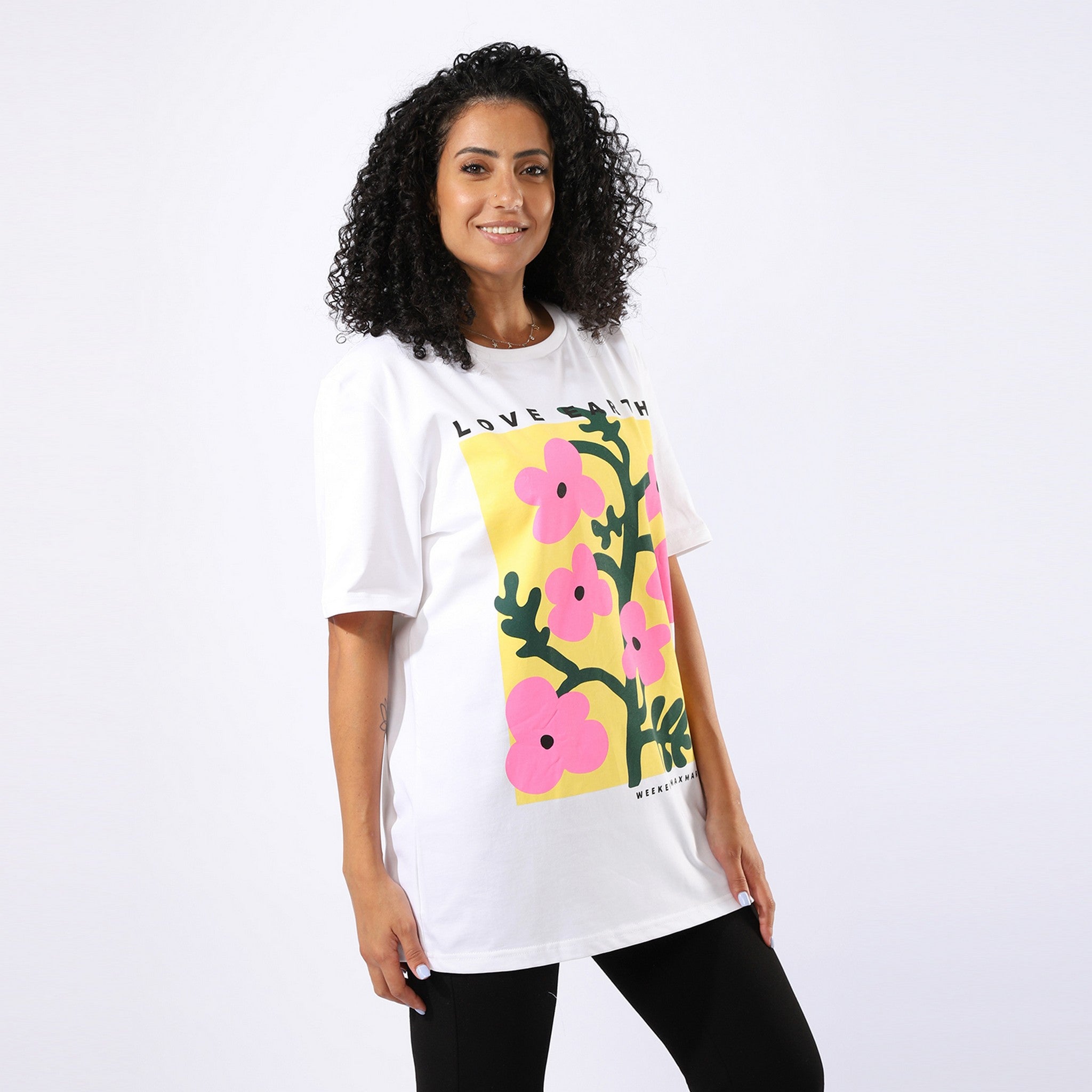 Printed Oversize White T-Shirt