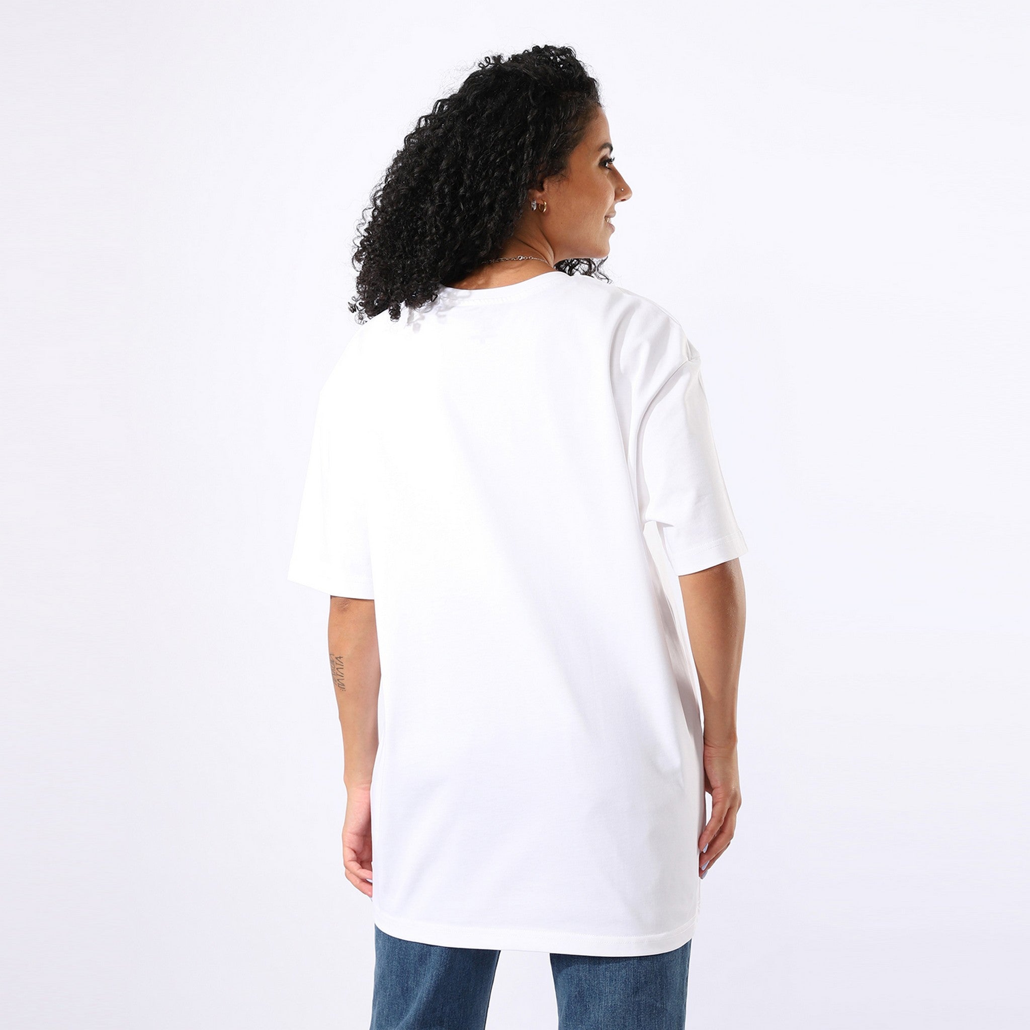 Native Print Oversize White T-Shirt