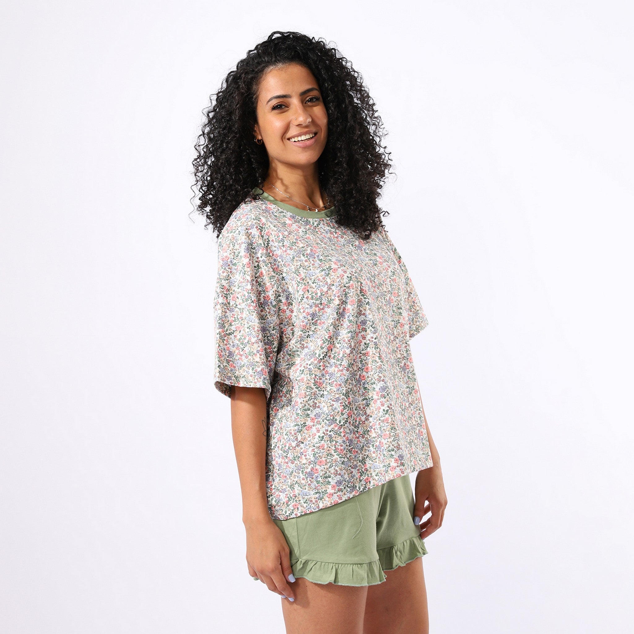 Printed Olive Oversize Pajama