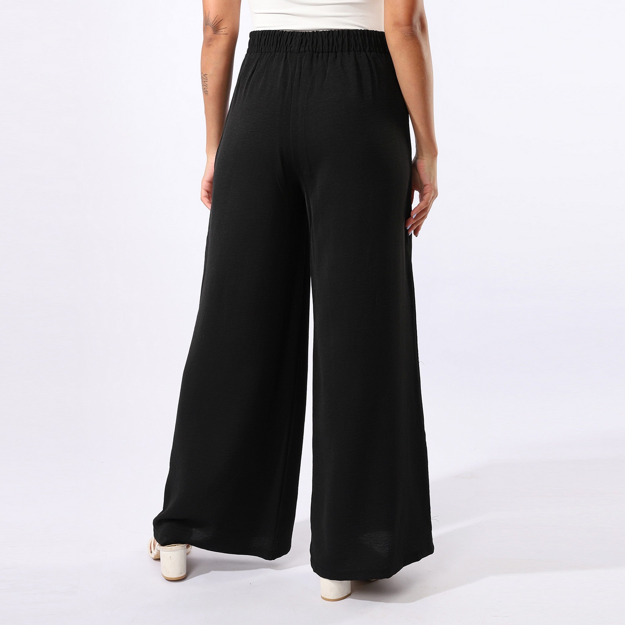 Plain Wide Leg Black Pants