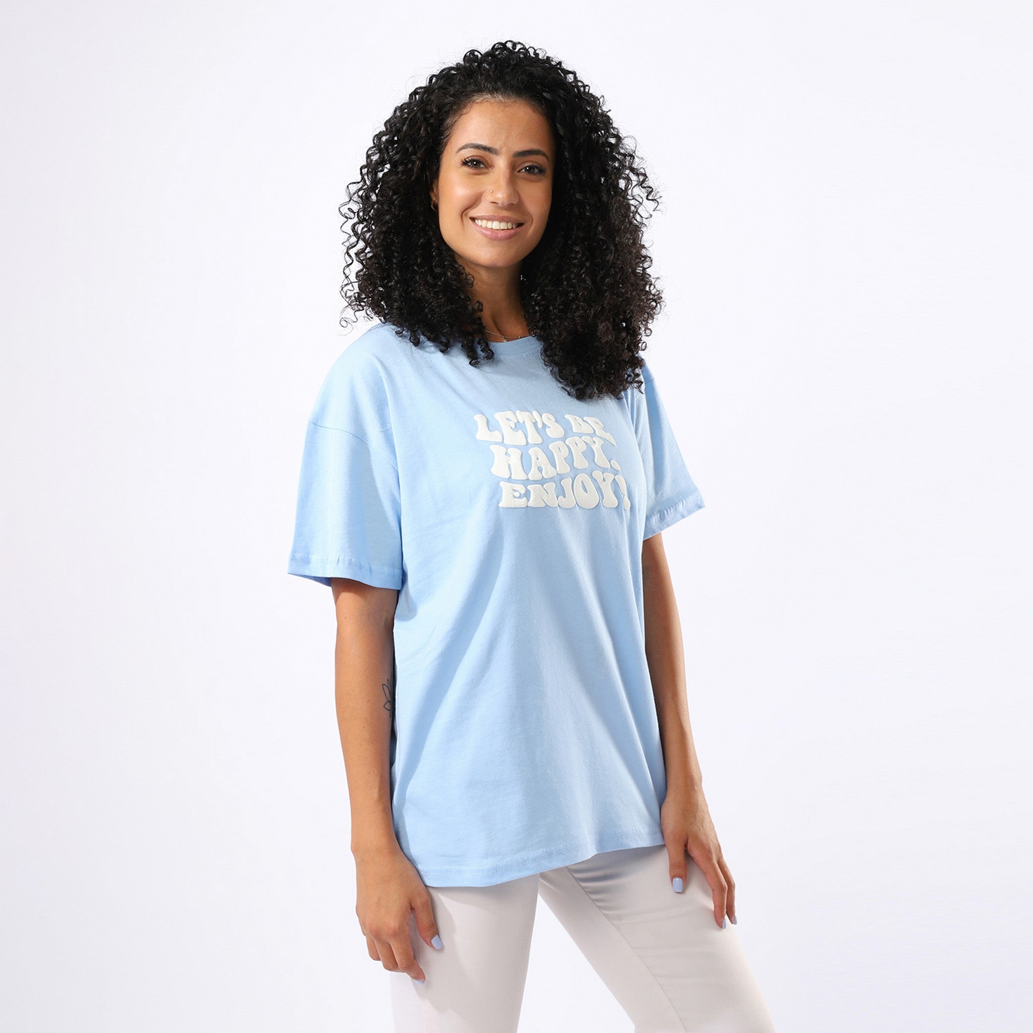 Printed Sky Blue T-Shirt