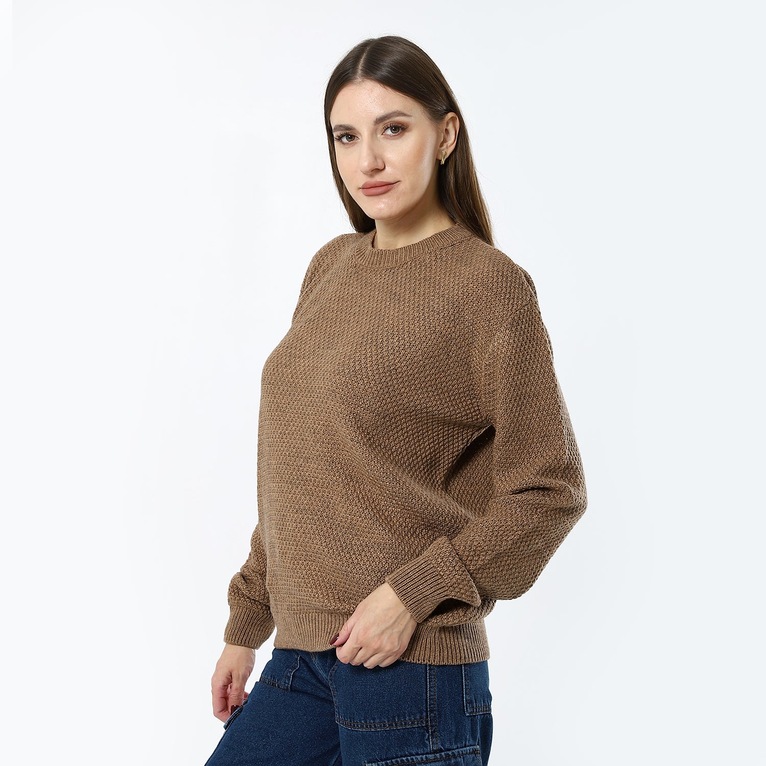 Buff Beige Buckle Knit Pullover