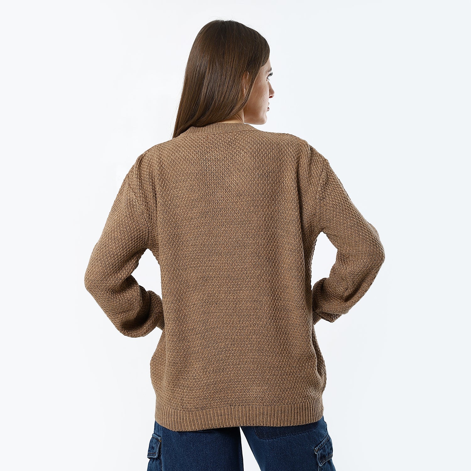 Buff Beige Buckle Knit Pullover