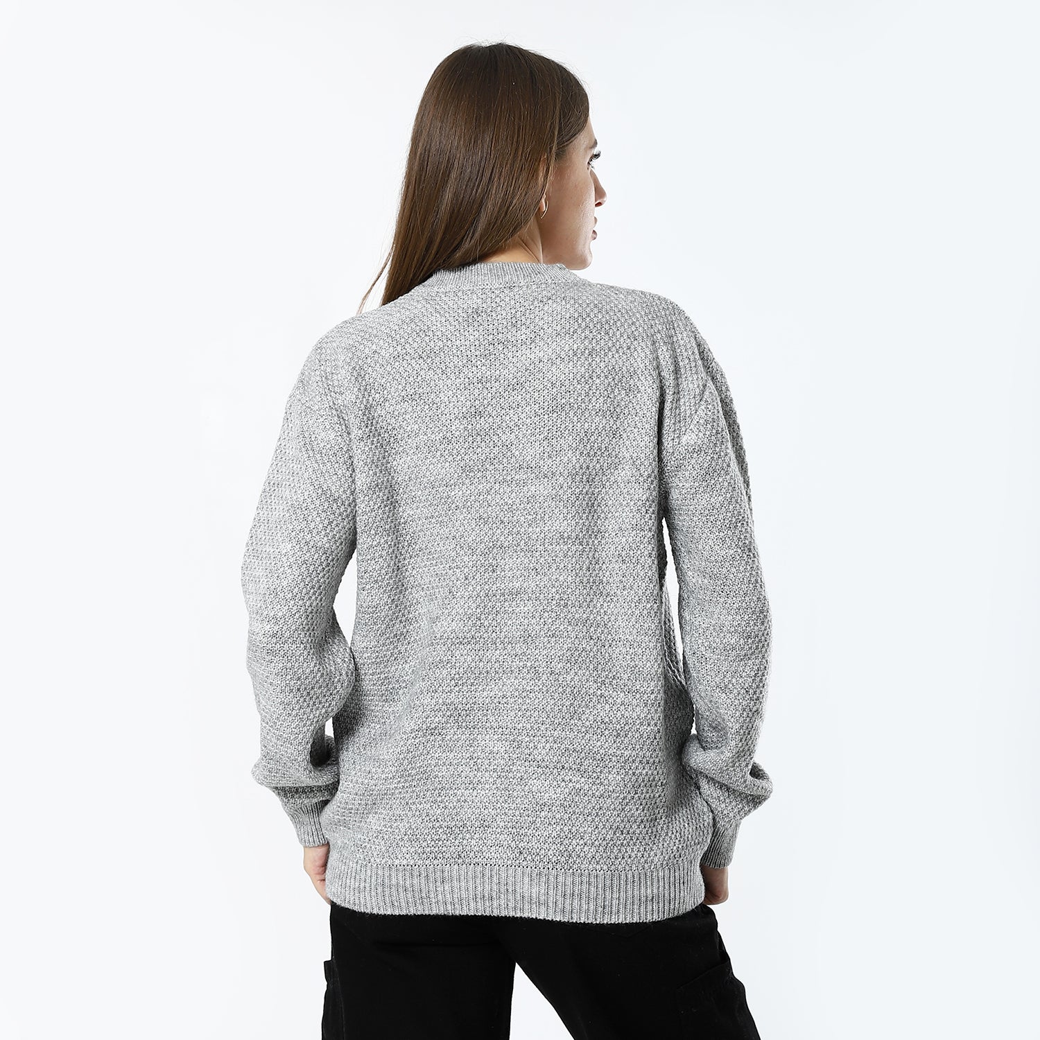 Fossil Grey Buckle Knit Pullover