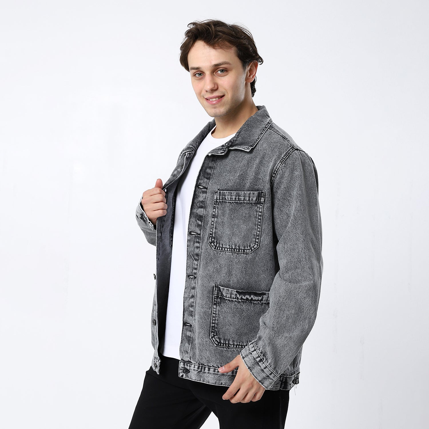 Button-up Grey Jeans Jacket