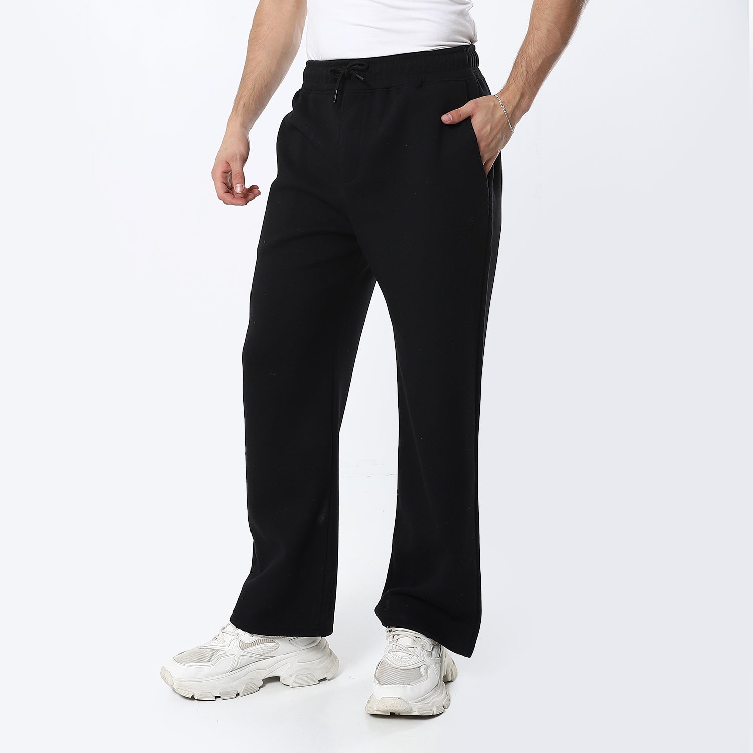 Wide Leg Black Sweatpants