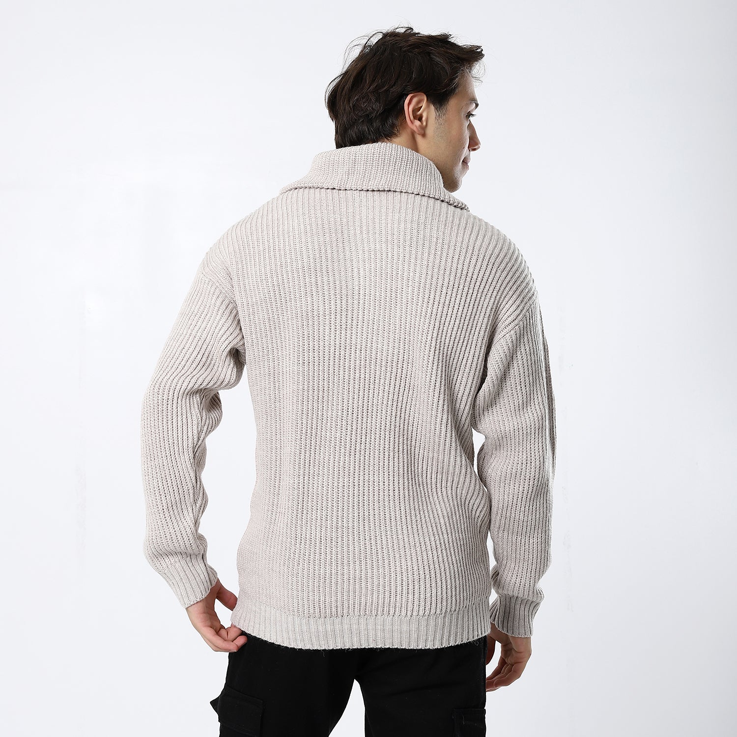 Beige Plain Pullover