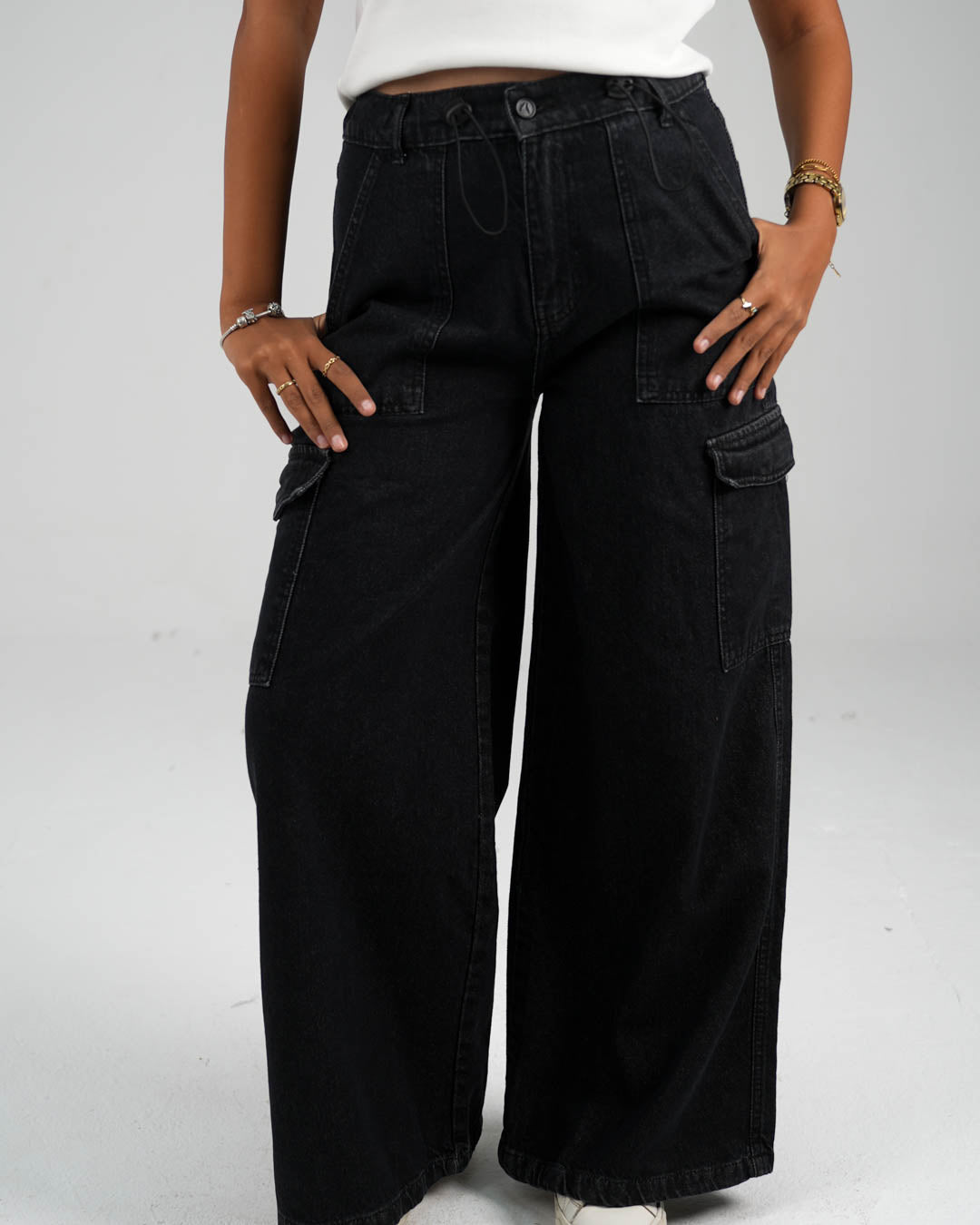 بنطلون جينز نسائي واسع الساق