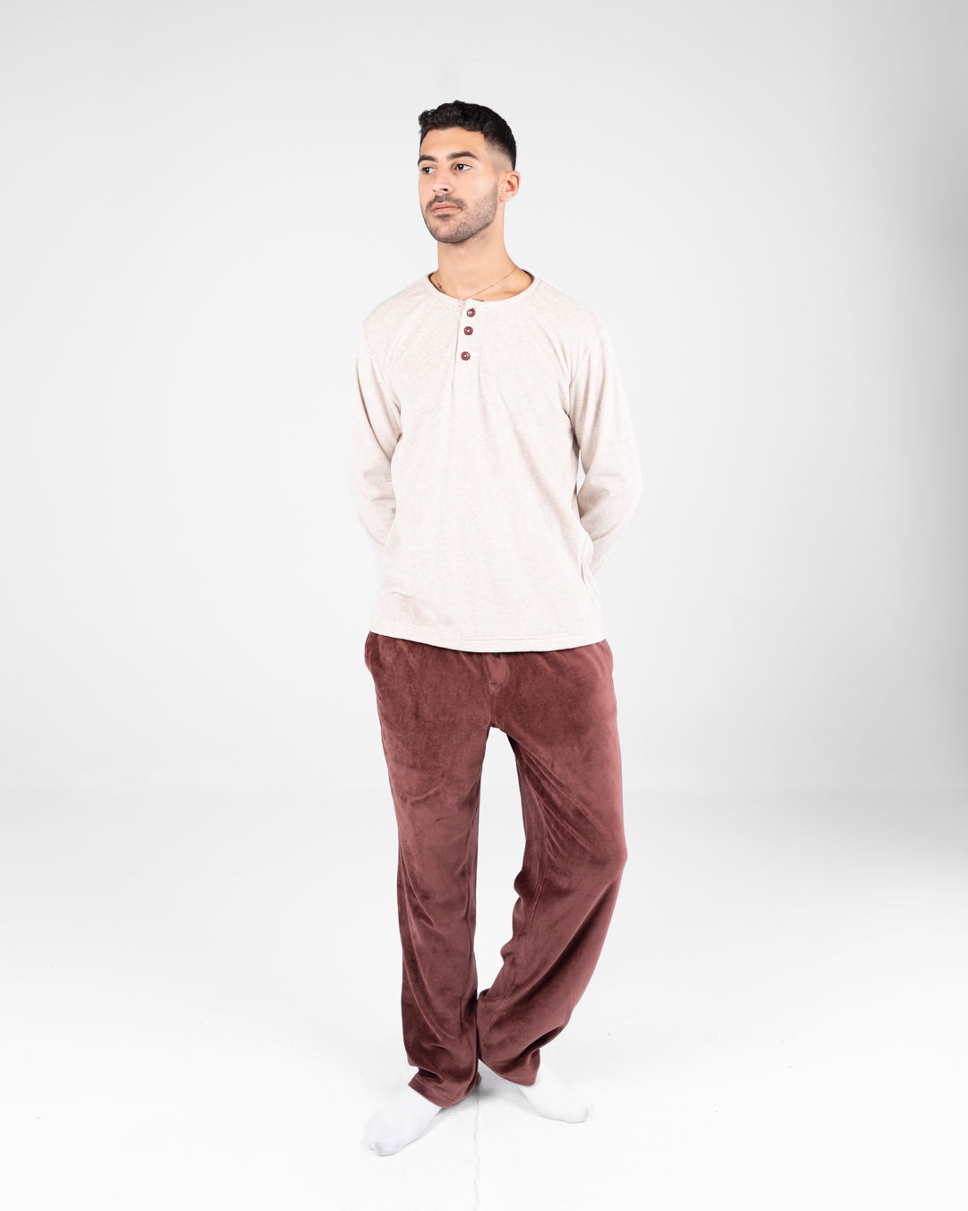 Men Velour Pyjama Long Sleeves